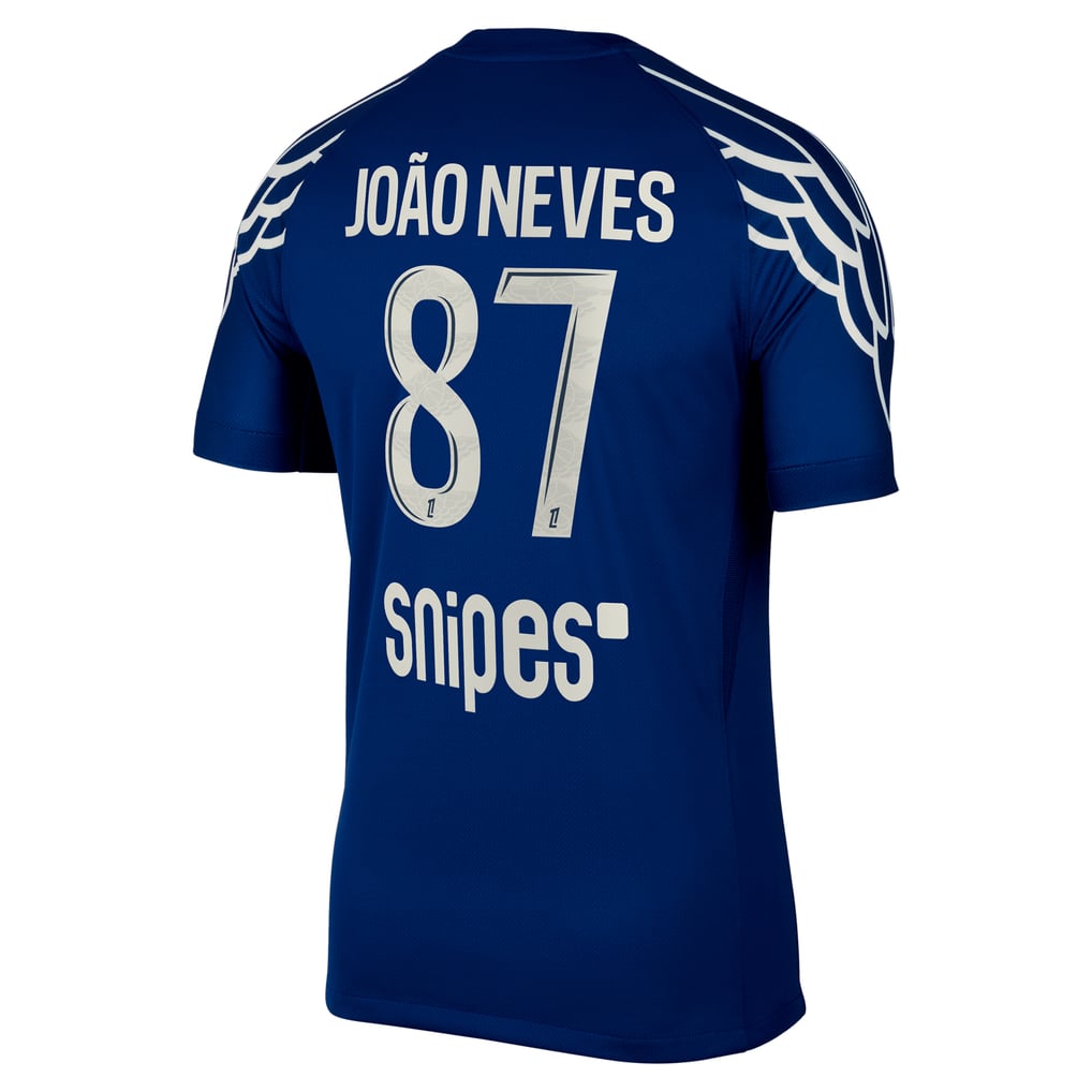 PSG Jordan Fourth Stadium Shirt 2024-25 with João Neves 87 printing
