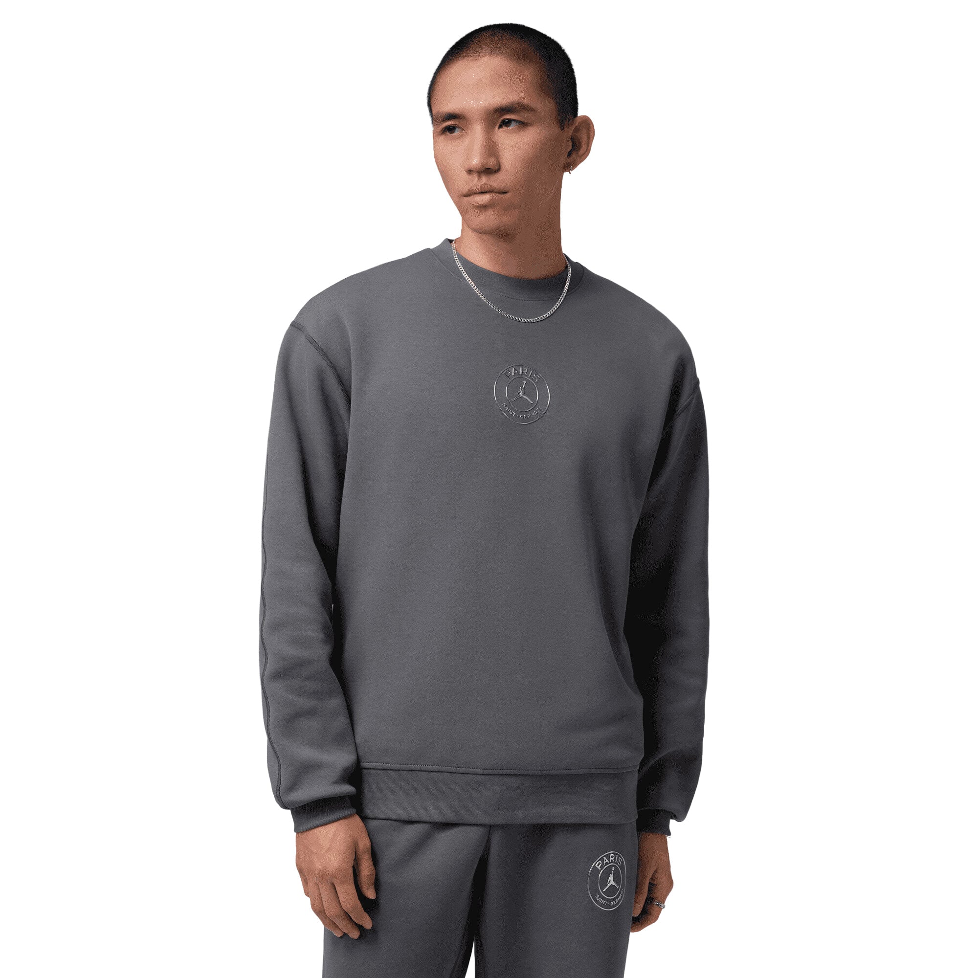 PSG Jordan Hoop Fleece Crew Sweatshirt - Graphite