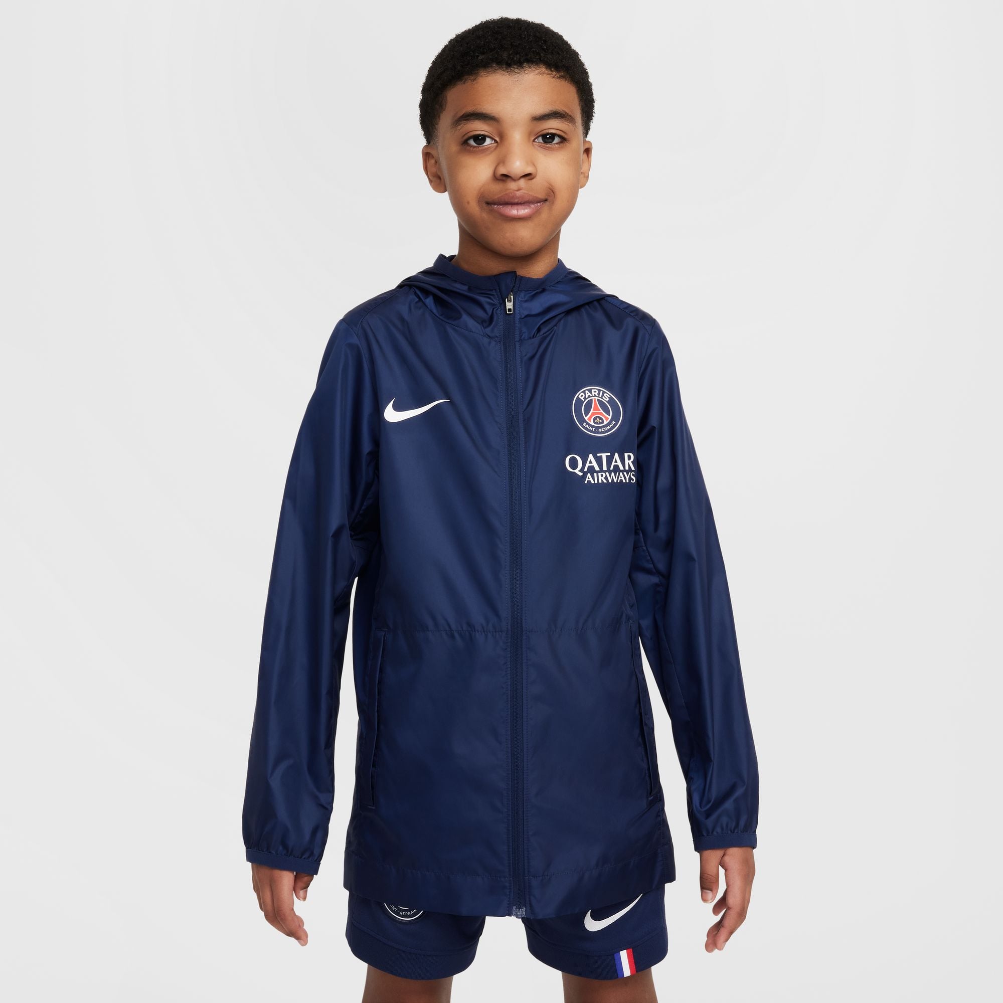 PSG ナイキ アカデミー プロ フード付きレインジャケット - ネイビー 