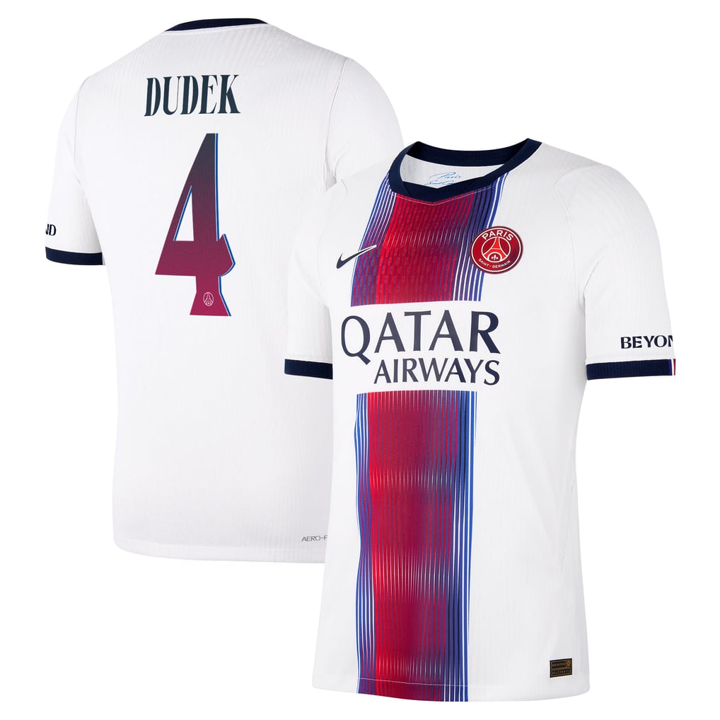 Matching Sizes PSG Nike Aero-FIT Away Match Shirt 2026-27 with Dudek 4 printing