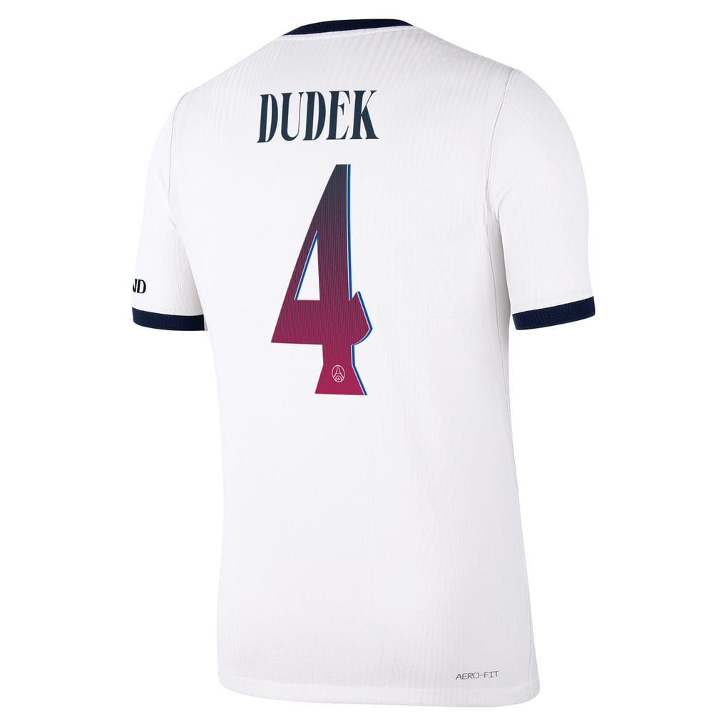 Matching Sizes PSG Nike Aero-FIT Away Match Shirt 2026-27 with Dudek 4 printing