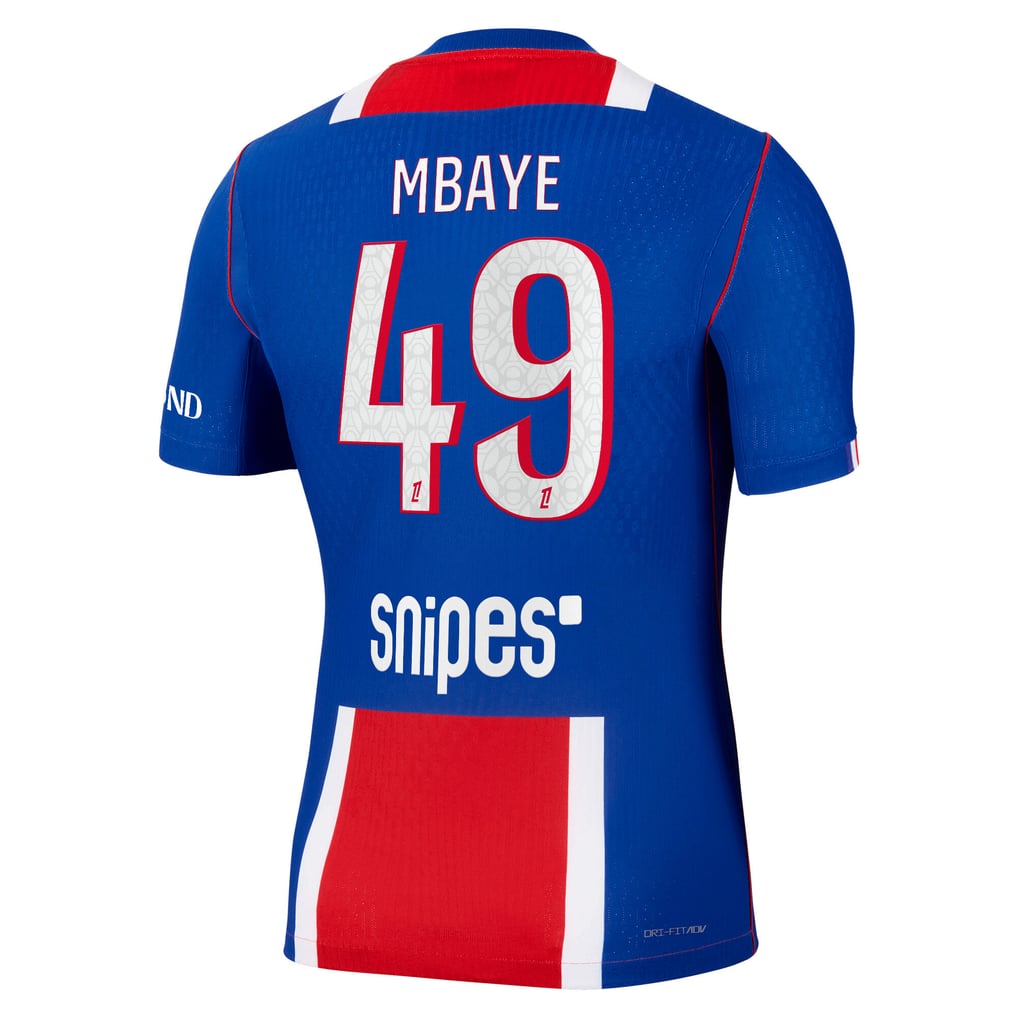 Matching Sizes PSG Nike Home Aero-FIT Match Shirt 2026-27 with Mbaye 49 printing
