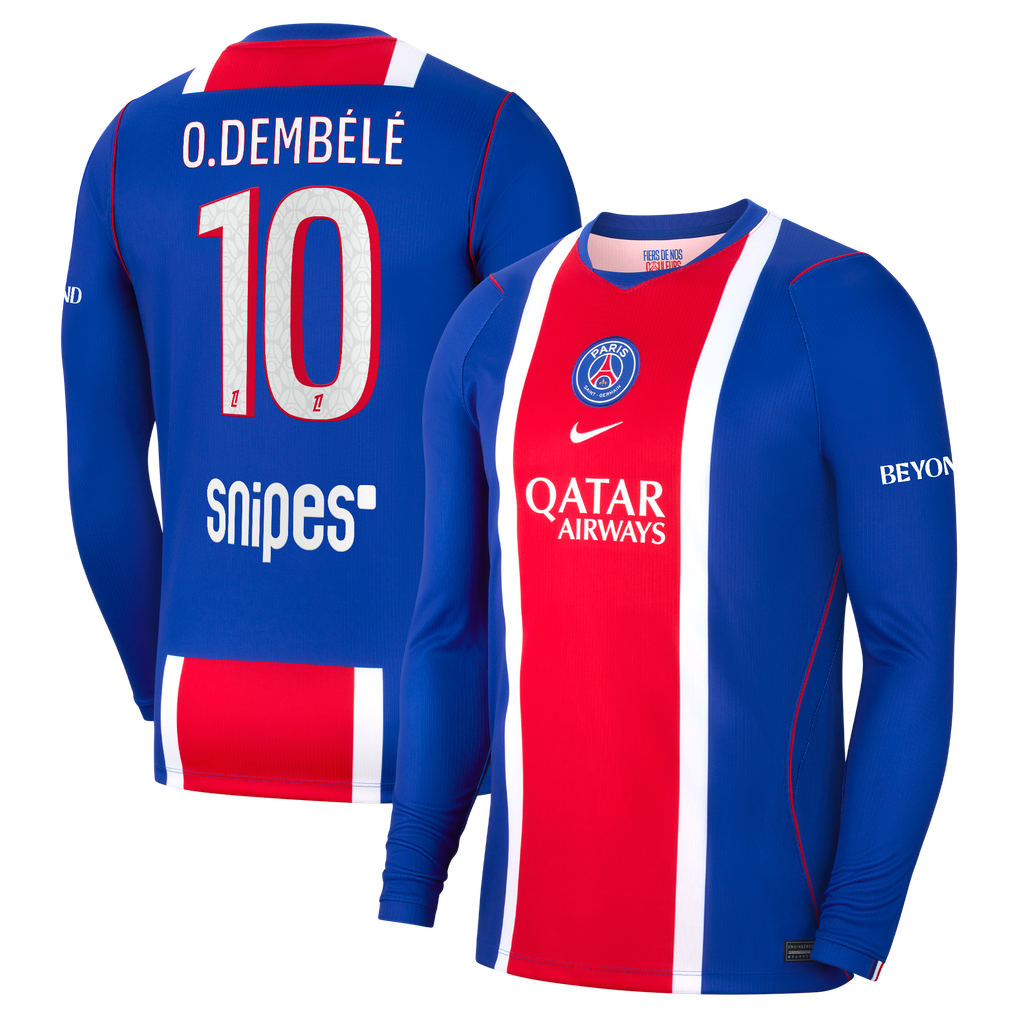 PSG Nike Home Stadium Long Sleeve Shirt 2026-27 with O.Dembélé 10 