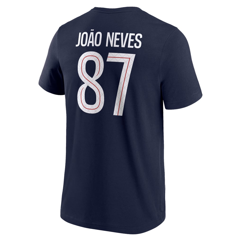 PSG Nike João Neves 87 Graphic T-Shirt - Navy - Mens