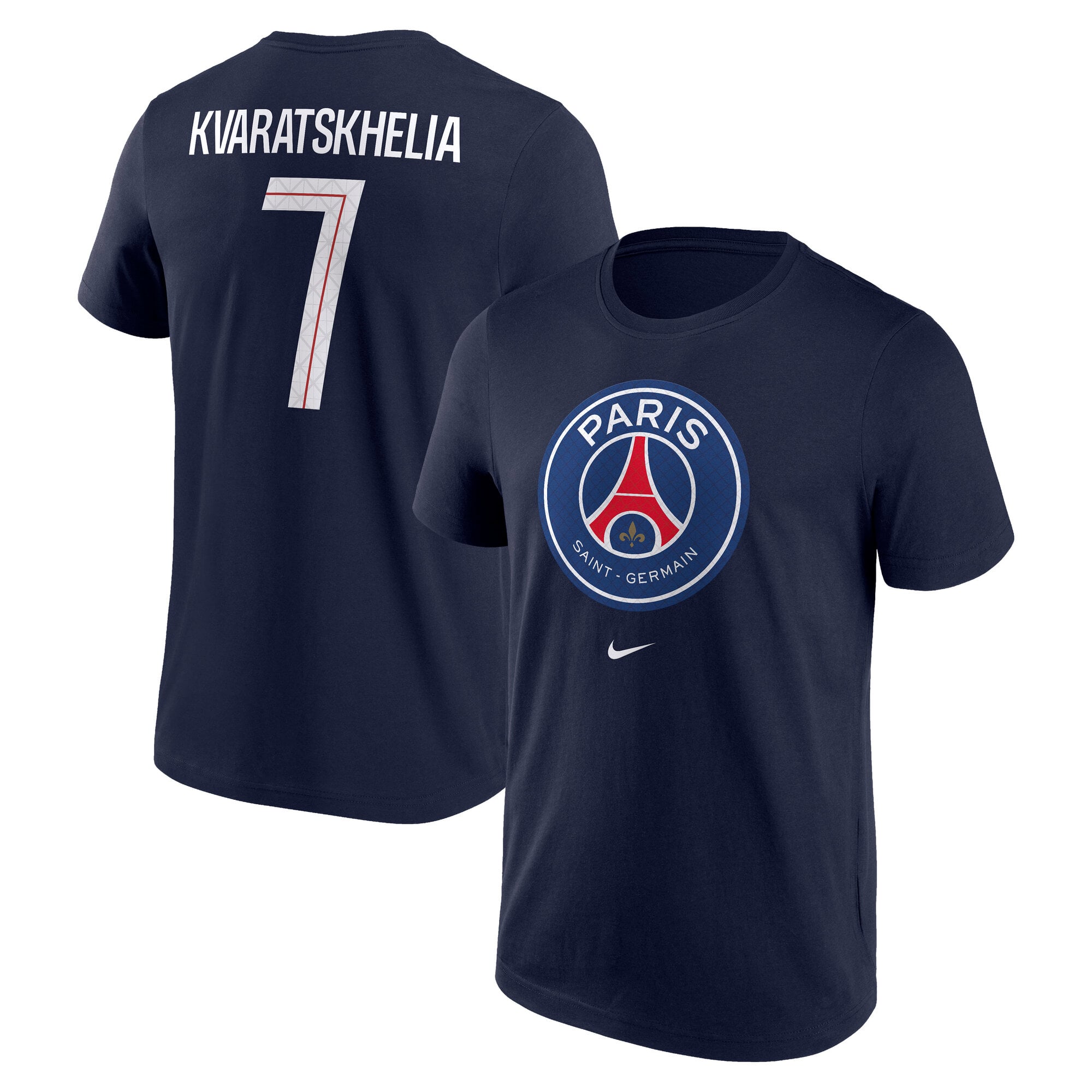 PSG Nike Kvaratskhelia 7 图案T 恤- 海军蓝- 男款
