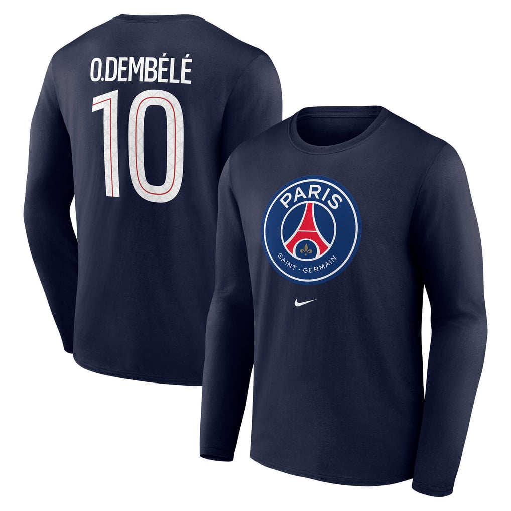 PSG Nike O. Dembélé 10 Graphic Long Sleeve T-Shirt - Navy - Mens