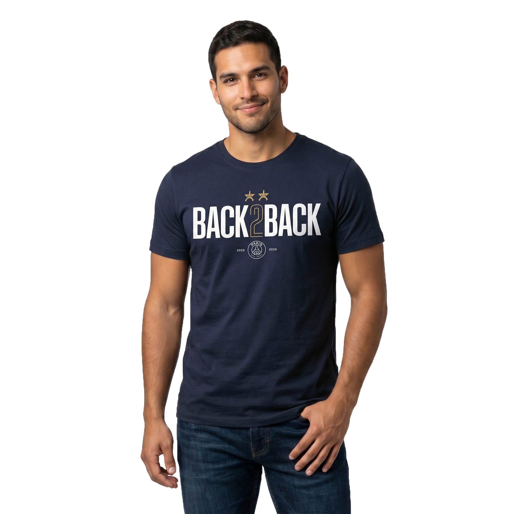 PSG Étoile Eiffel 2 ヨーロッパチャンピオン Back to Back Tシャツ 