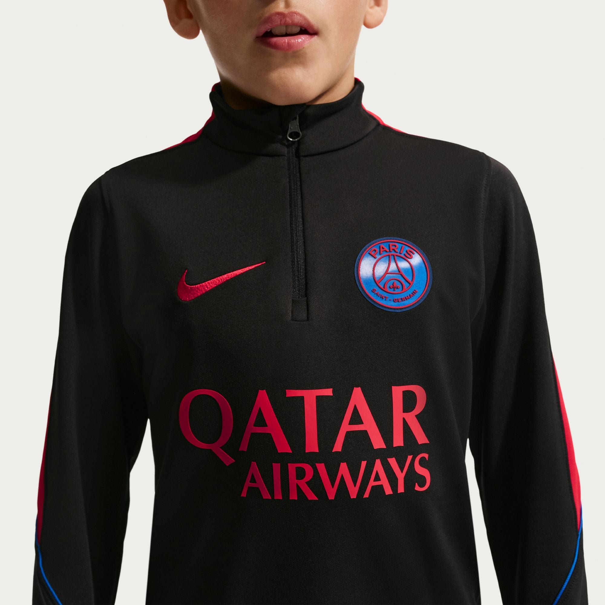 Haut de survêtement Nike Strike Dri-FIT à manches longues et col zippé, noir, pour enfant, Paris Saint-Germain 2026/27