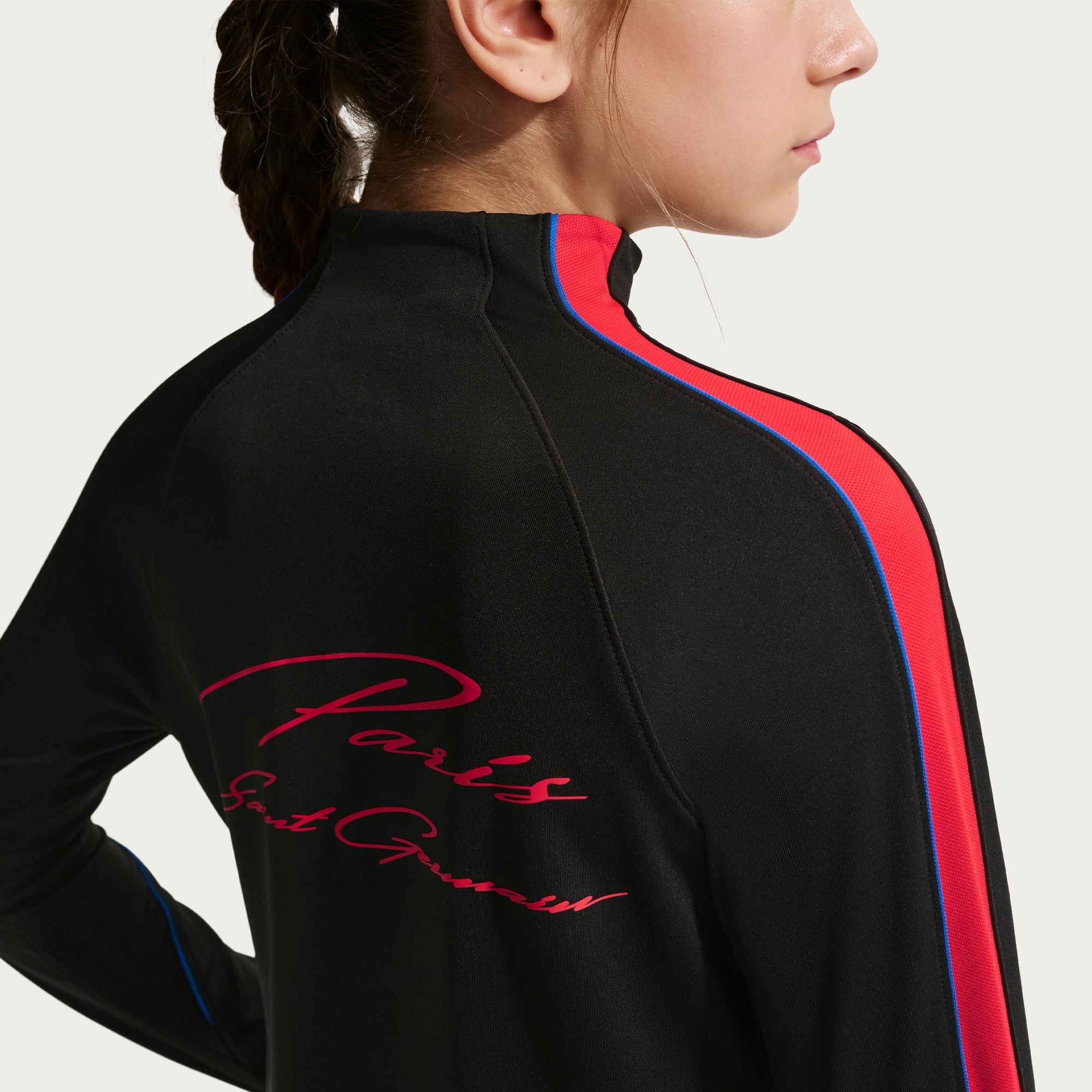 Haut de survêtement Nike Strike Dri-FIT à manches longues et col zippé, noir, pour enfant, Paris Saint-Germain 2026/27