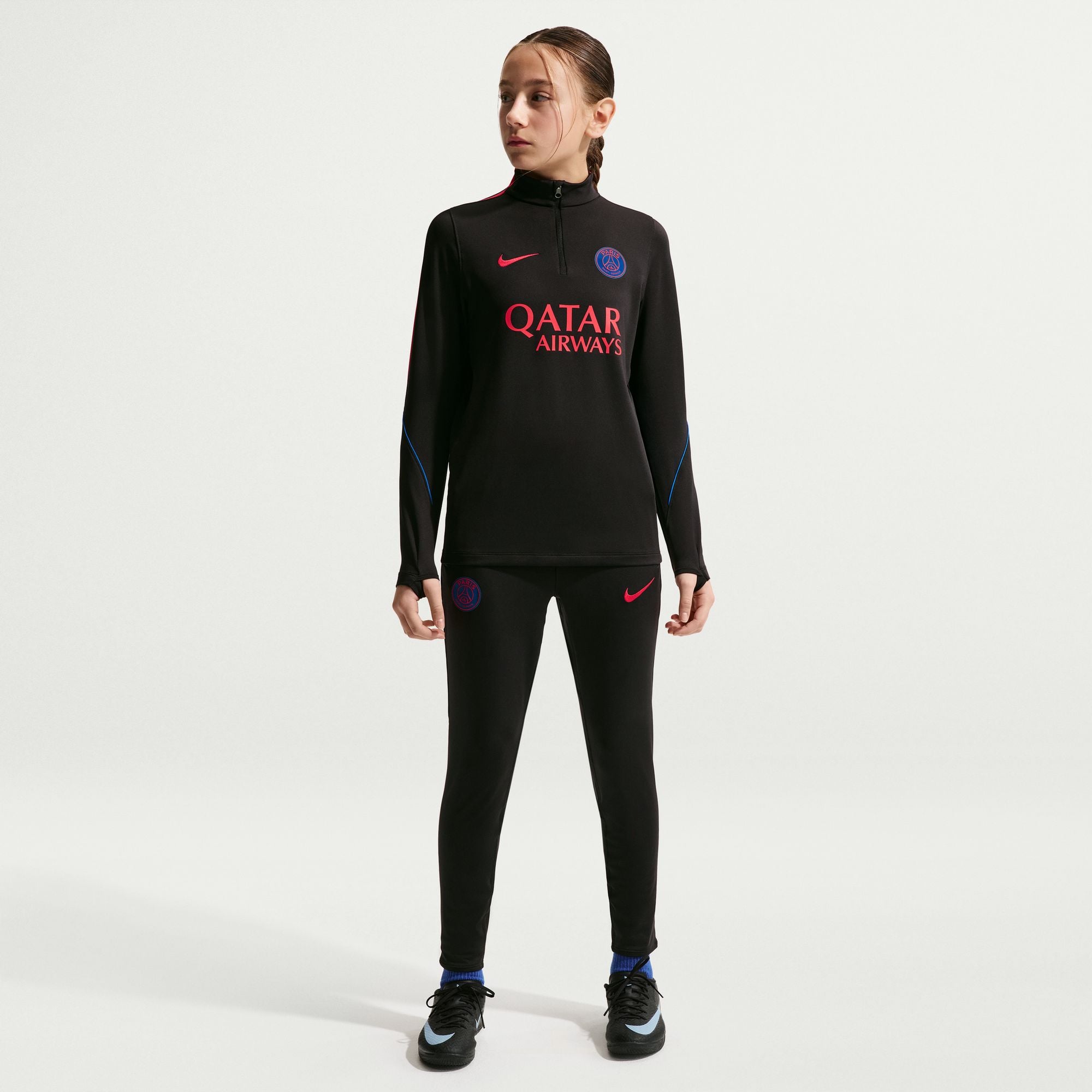 Haut de survêtement Nike Strike Dri-FIT à manches longues et col zippé, noir, pour enfant, Paris Saint-Germain 2026/27
