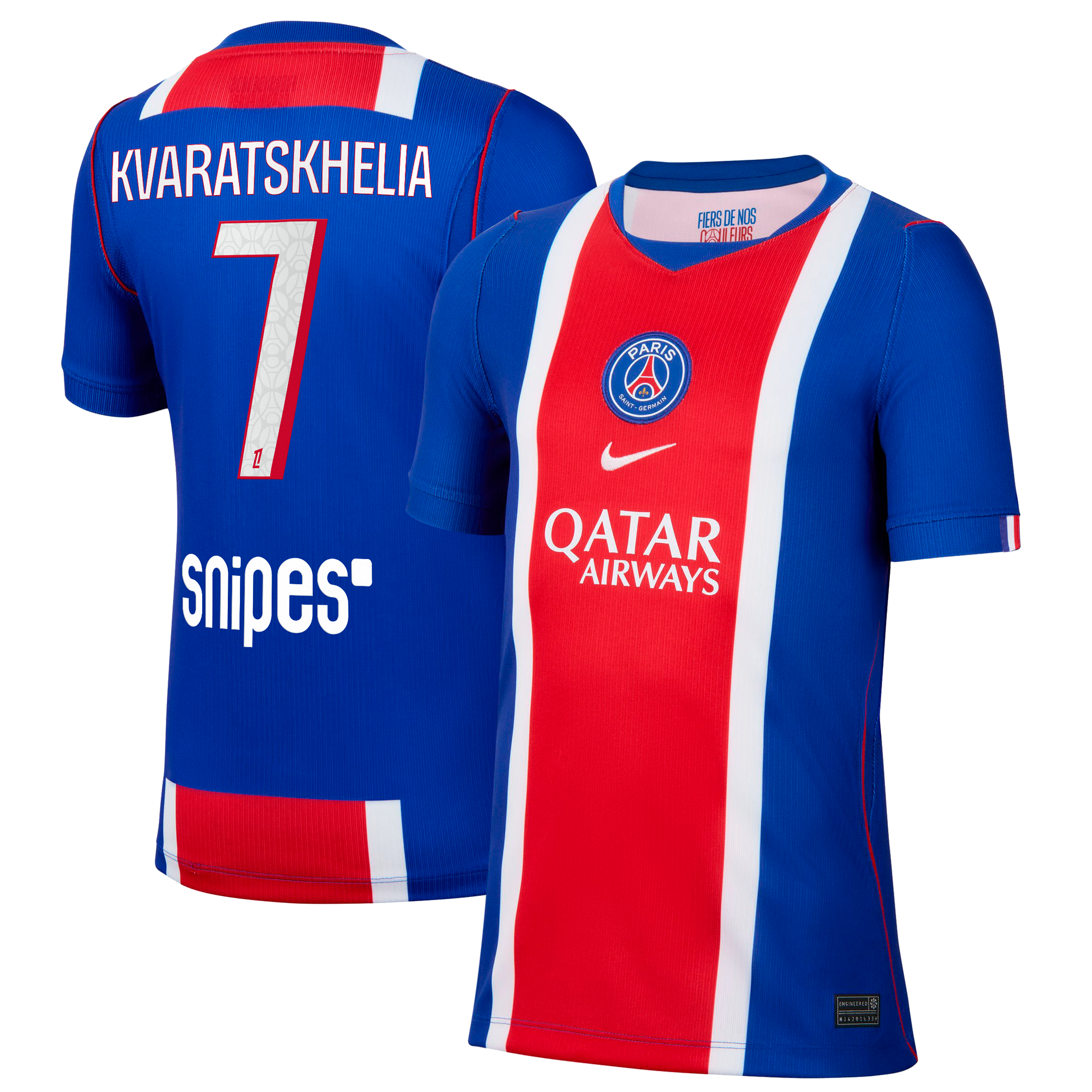 Maillot réplique domicile Nike Khvicha Kvaratskhelia bleu Paris Saint-Germain 2026/27 pour enfant
