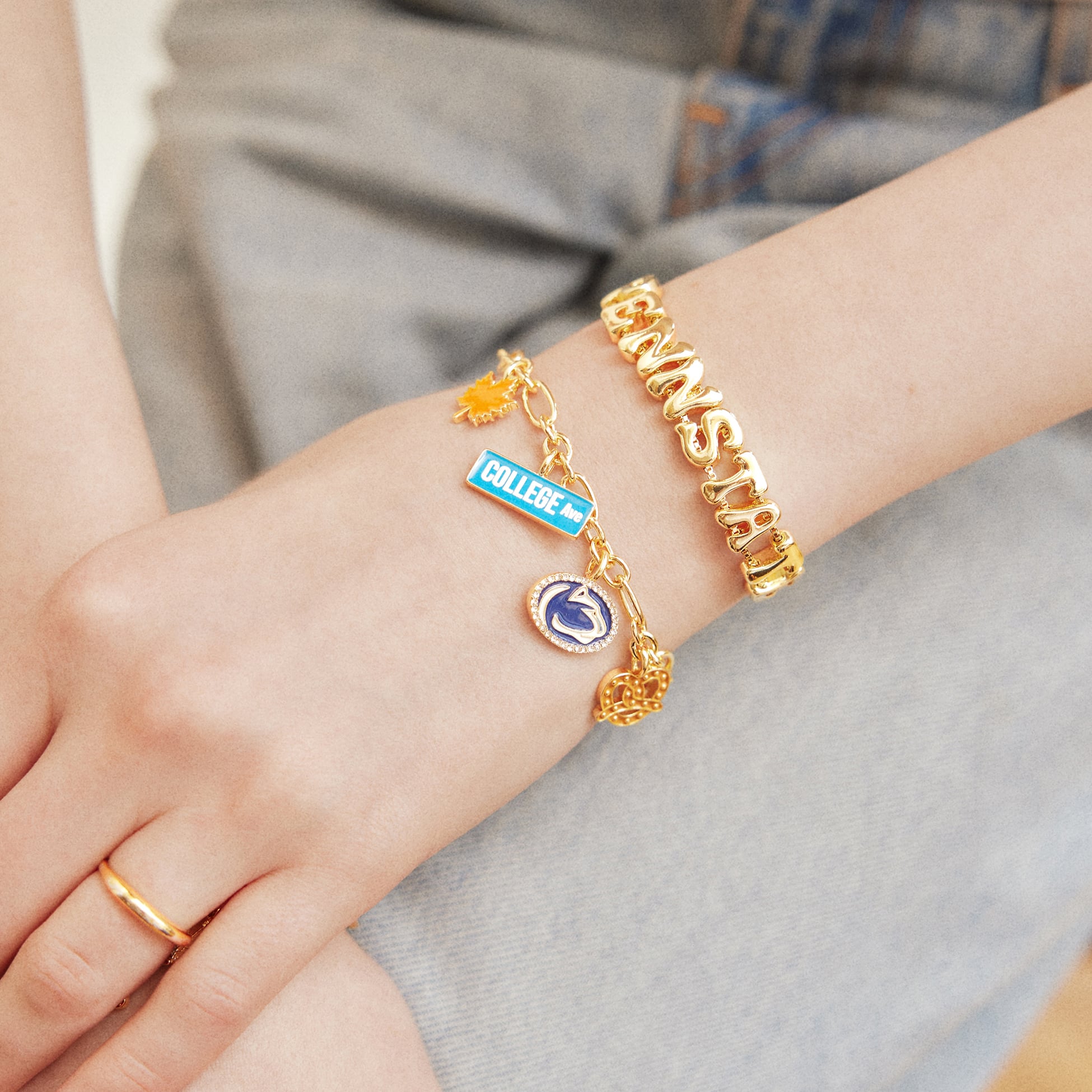 BaubleBar Penn State Nittany Lions Two-Piece Delicate Charm & Slogan Bracelet Set