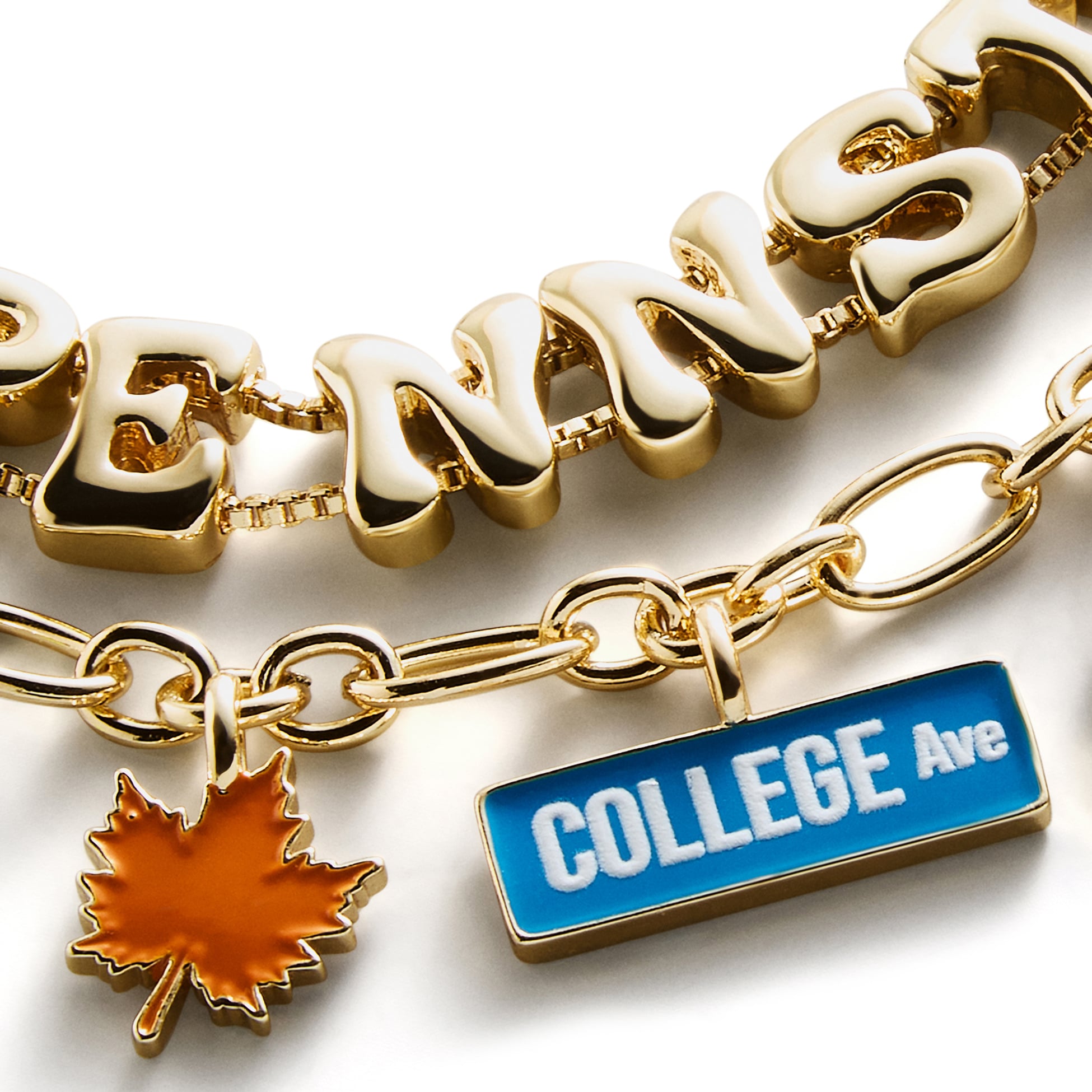 BaubleBar Penn State Nittany Lions Two-Piece Delicate Charm & Slogan Bracelet Set