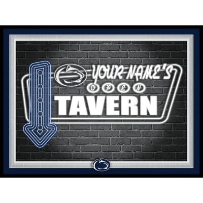 Penn State Nittany Lions 12'' x 16'' Personalized Framed Neon Tavern Print - Black