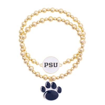 Penn State Nittany Lions CANVAS Style Stretch Ball Bead Bracelet Set of Two
