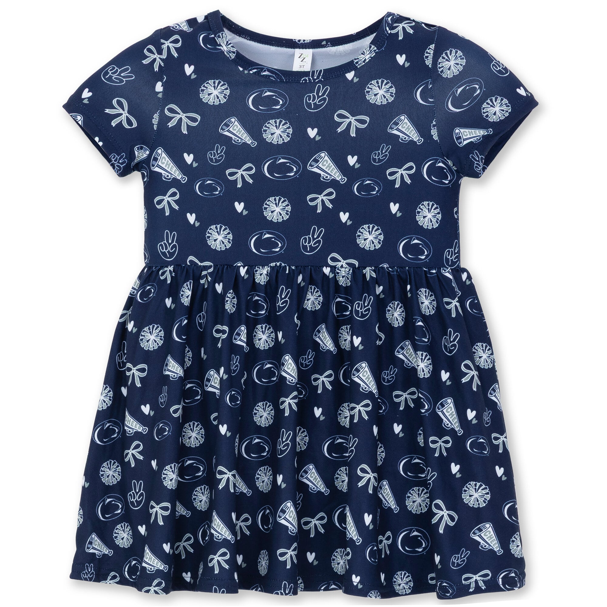 Girls Toddler ZooZatz Navy Penn State Nittany Lions All-Over Print Short Sleeve Dress