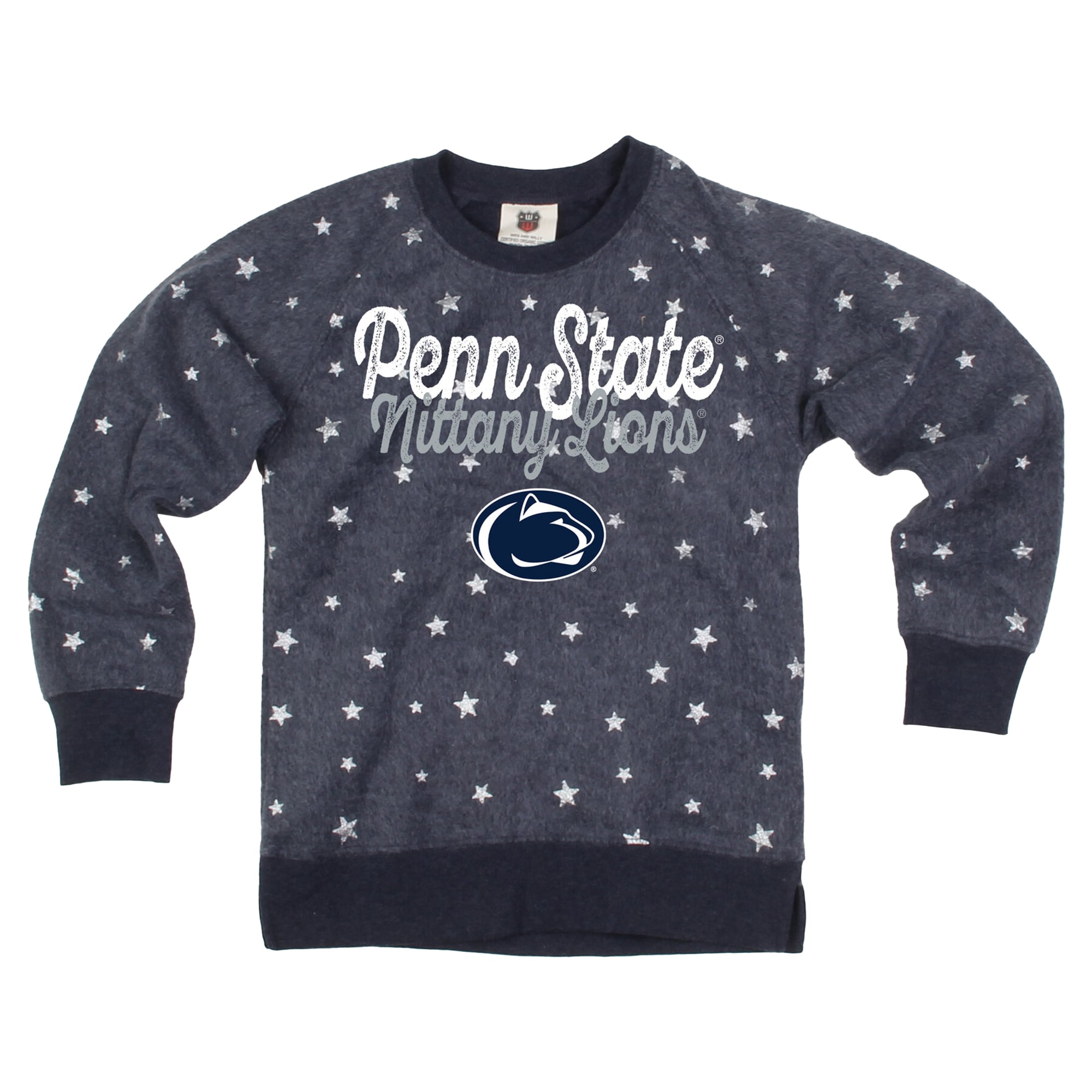 Girls Youth Wes & Willy Navy Penn State Nittany Lions Shimmer Star Reverse Fleece Sweatshirt