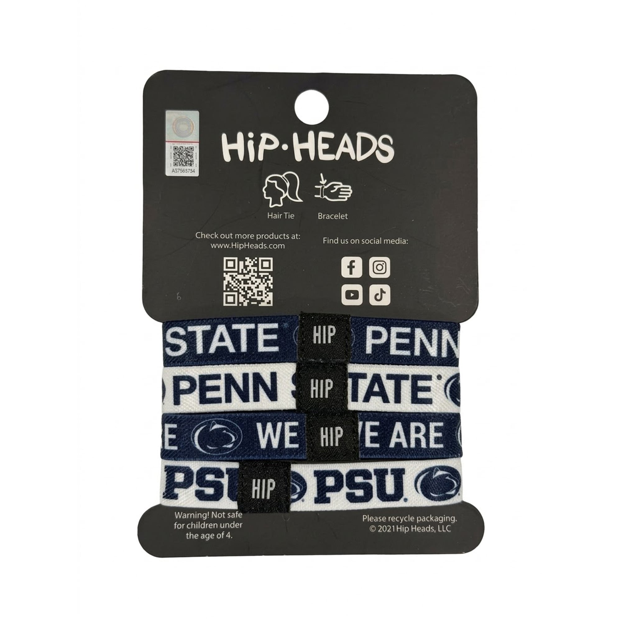 Bracelets élastiques à cheveux Hip Heads Penn State Nittany Lions (lot de quatre)