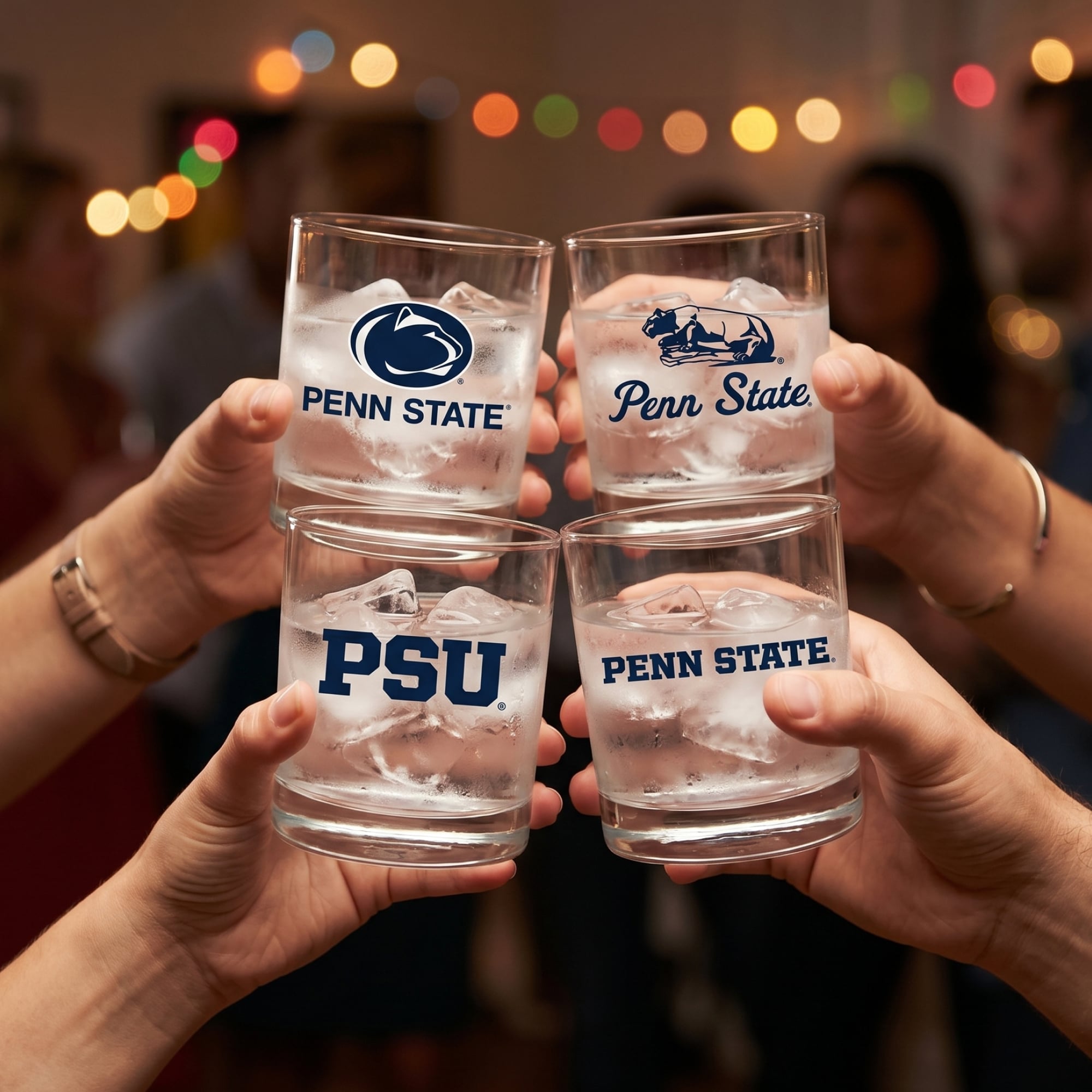 Coffret de 4 verres à whisky de collection Indigo Falls Penn State Nittany Lions