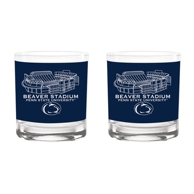  Penn State Nittany Lions Indigo Falls Core Stadium Rocks Glass 2-Pack