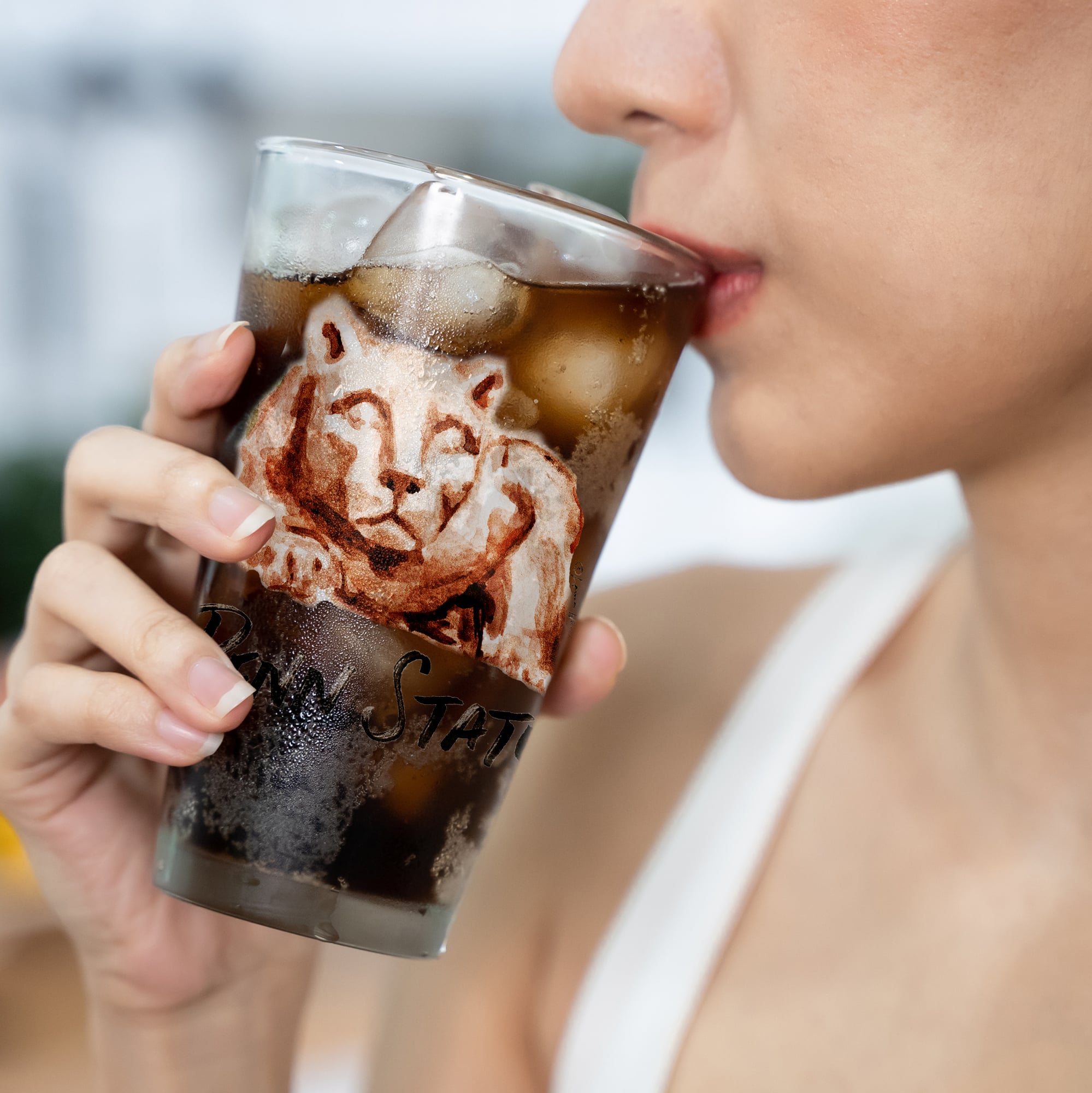 Ensemble de 2 verres à bière Indigo Falls Penn State Nittany Lions à l'effigie de Laura Wilcox, mascotte de l'équipe,