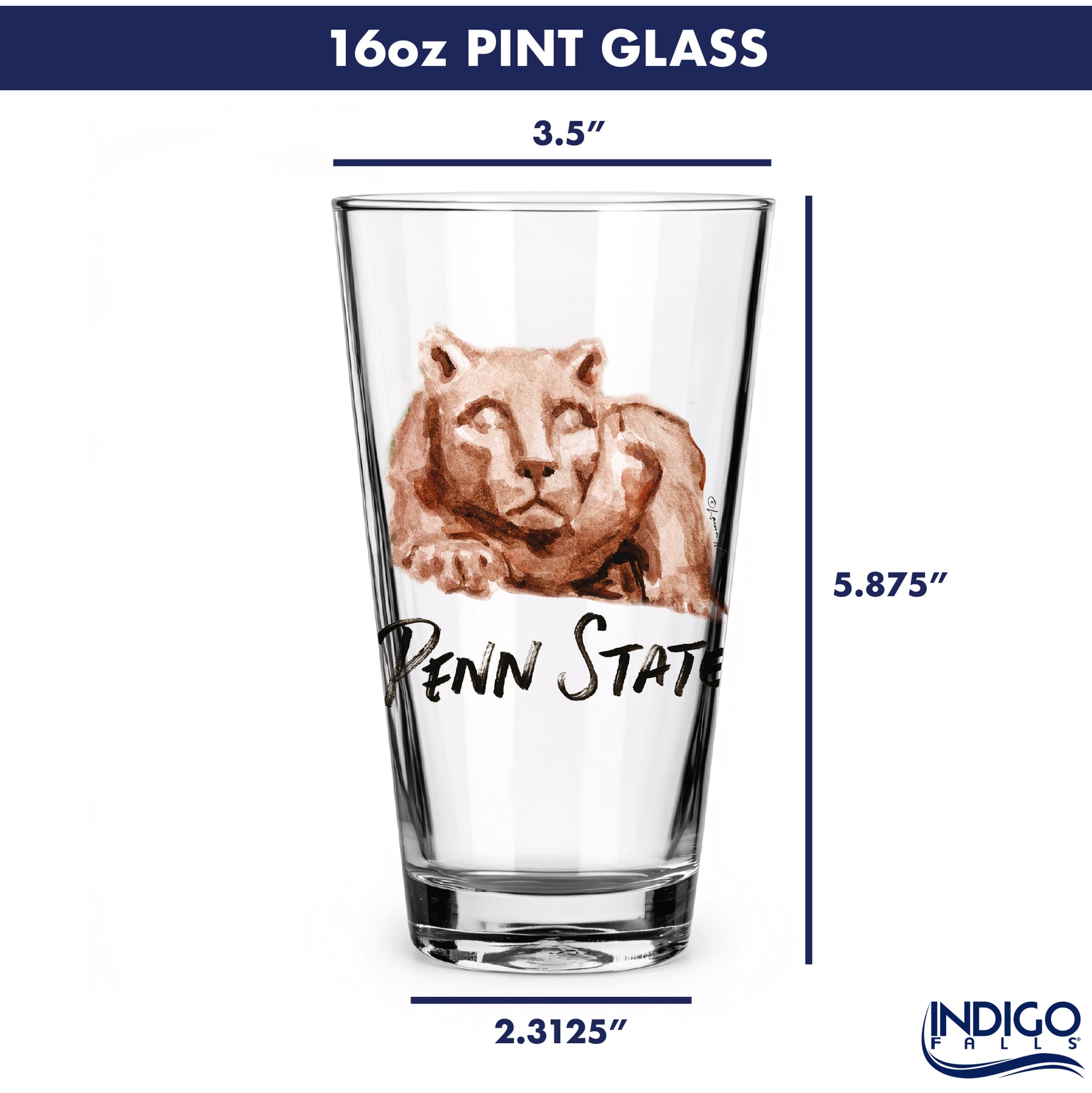 Ensemble de 2 verres à bière Indigo Falls Penn State Nittany Lions à l'effigie de Laura Wilcox, mascotte de l'équipe,