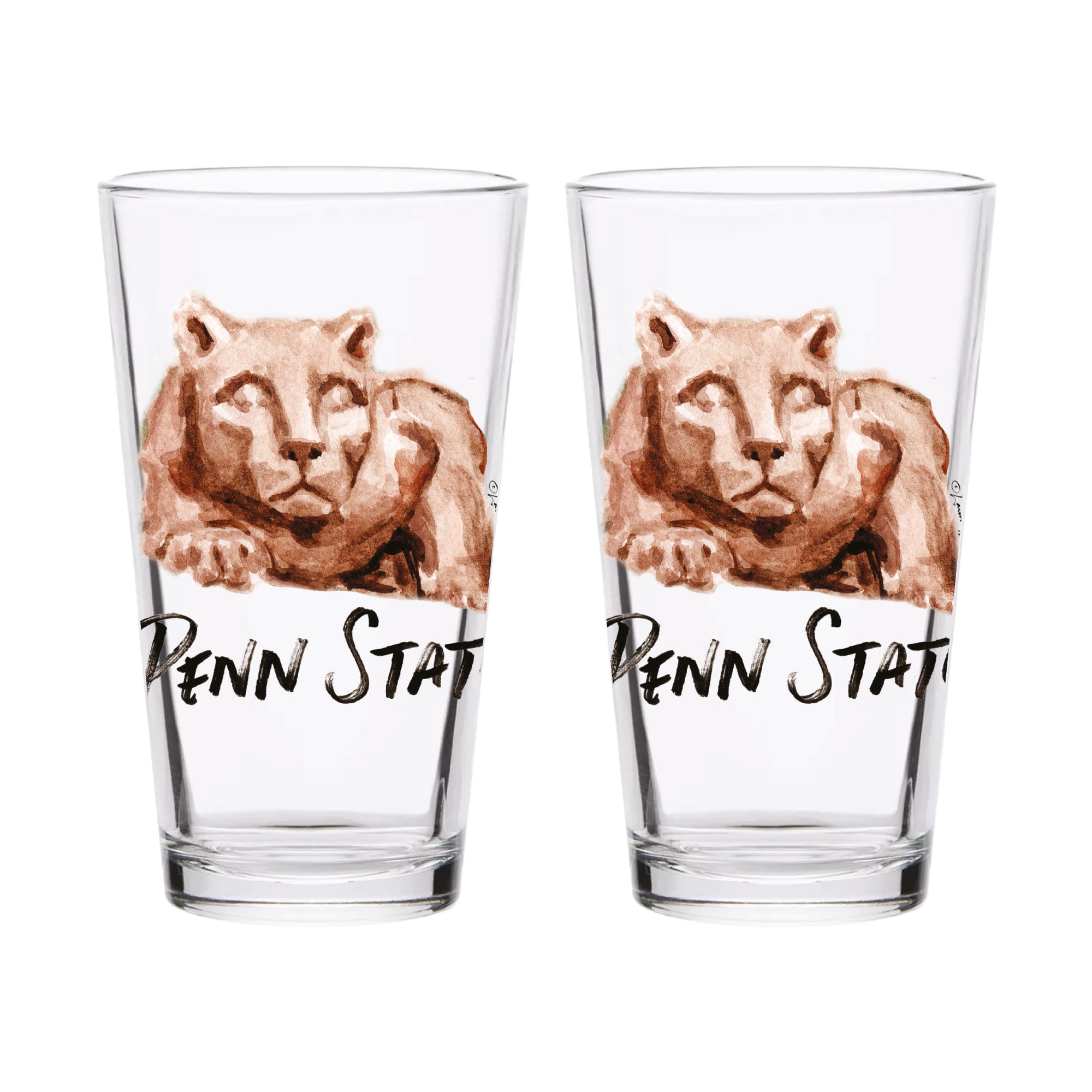 Ensemble de 2 verres à bière Indigo Falls Penn State Nittany Lions à l'effigie de Laura Wilcox, mascotte de l'équipe,