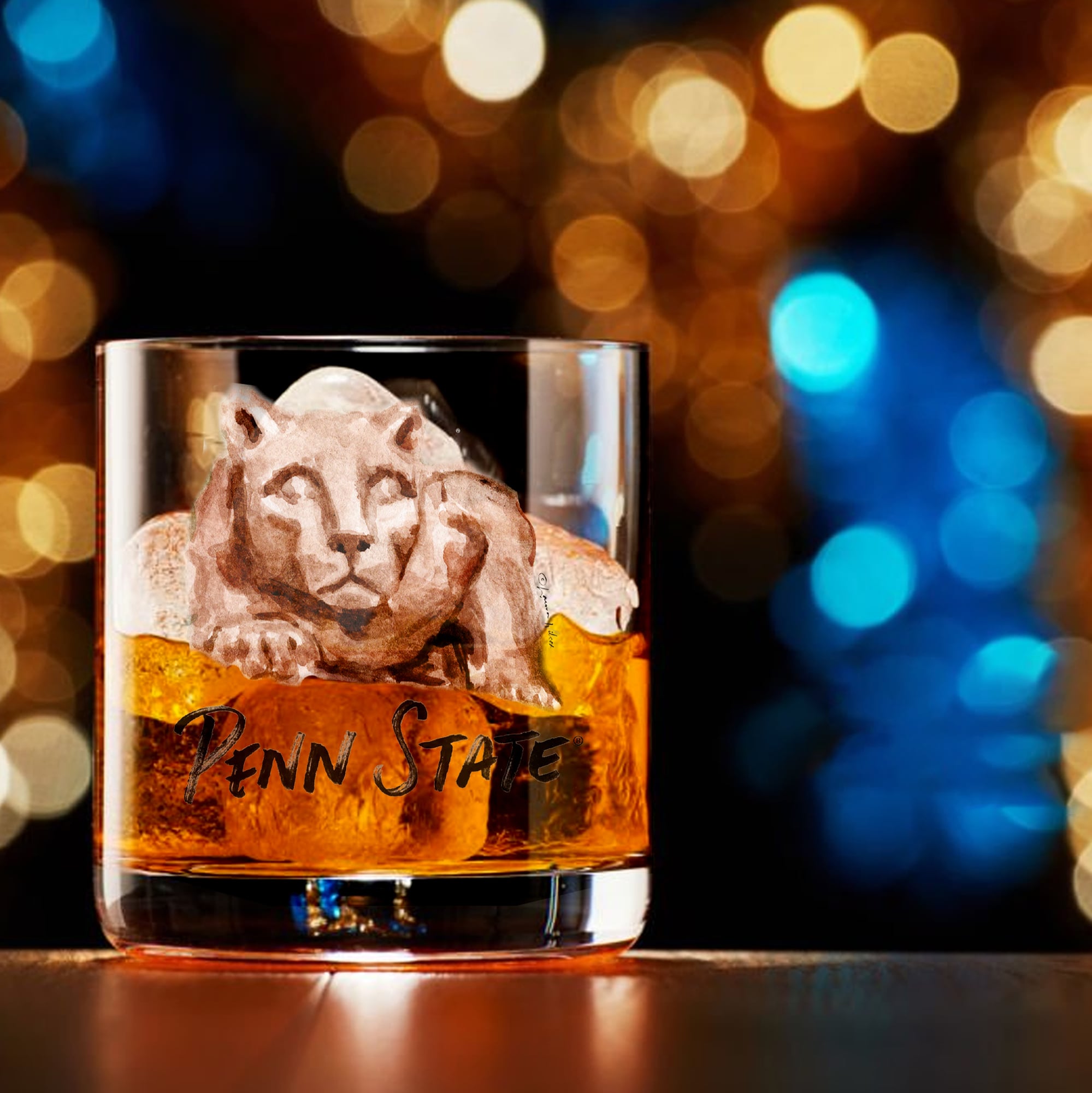 Ensemble de 2 verres à whisky Indigo Falls Penn State Nittany Lions Laura Wilcox Mascotte