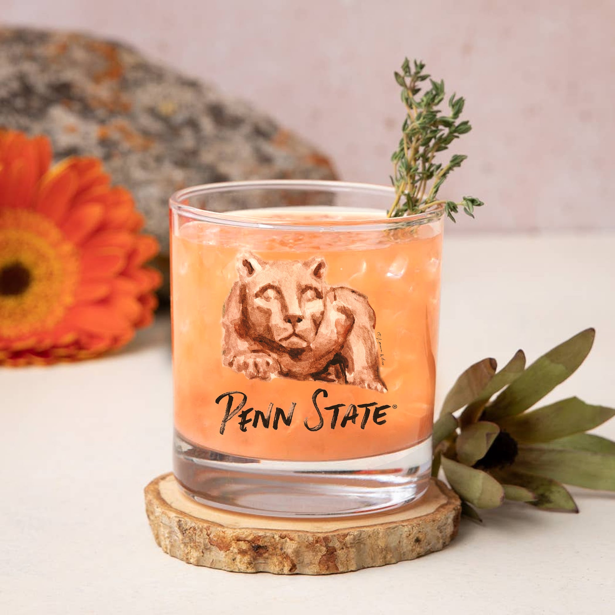 Ensemble de 2 verres à whisky Indigo Falls Penn State Nittany Lions Laura Wilcox Mascotte