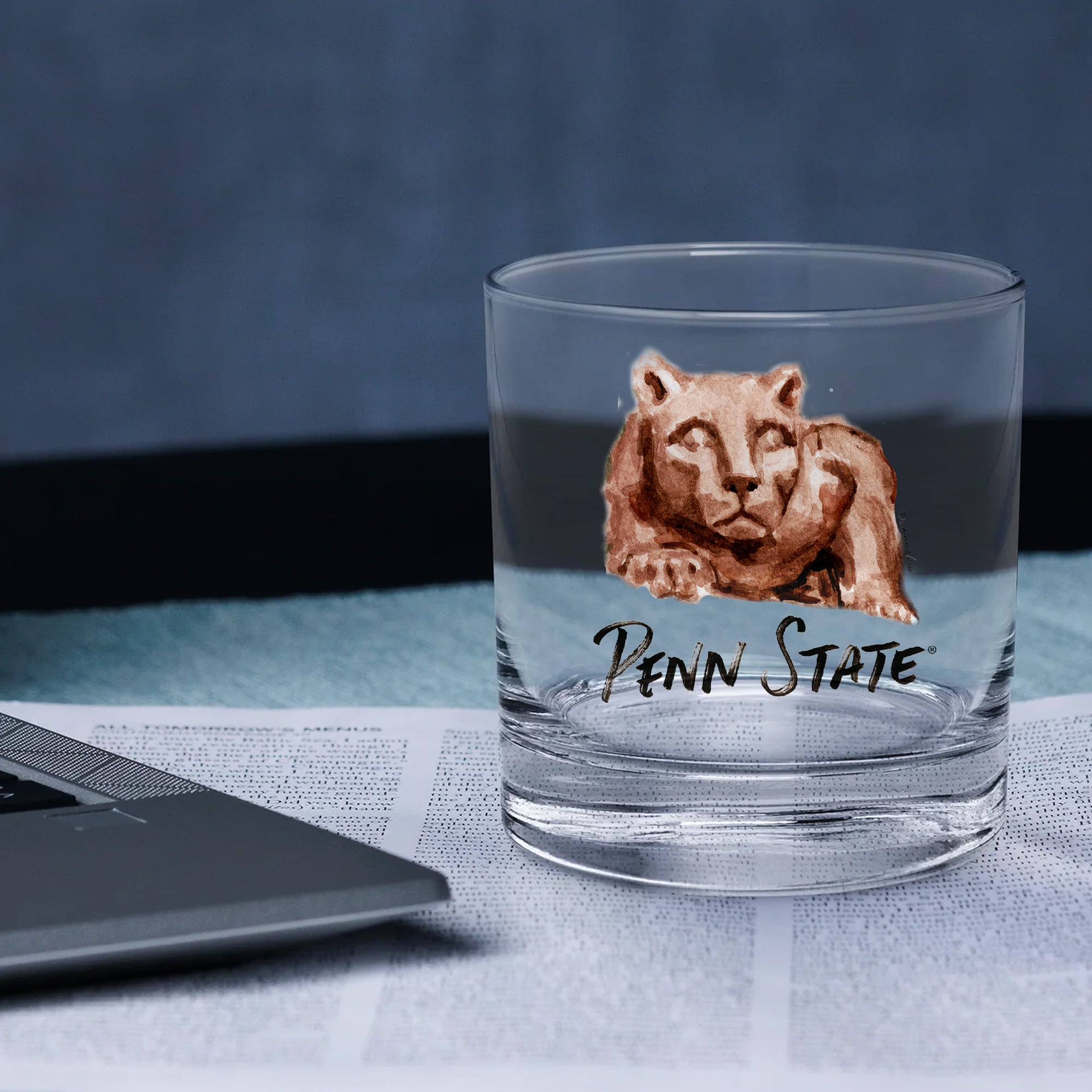 Ensemble de 2 verres à whisky Indigo Falls Penn State Nittany Lions Laura Wilcox Mascotte