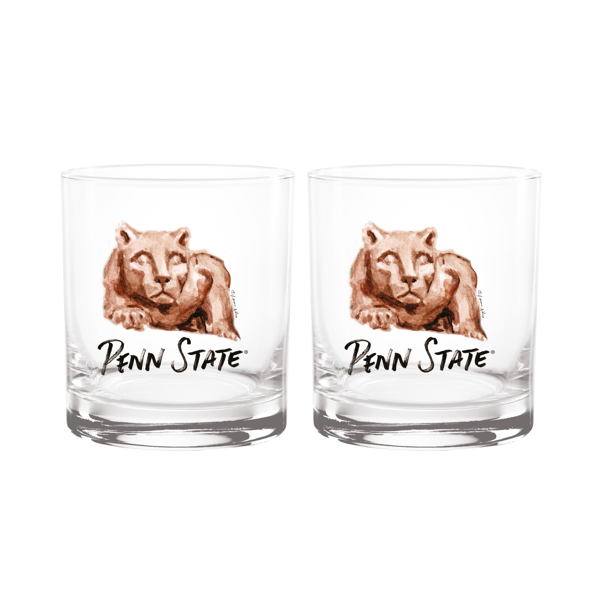 Ensemble de 2 verres à whisky Indigo Falls Penn State Nittany Lions Laura Wilcox Mascotte