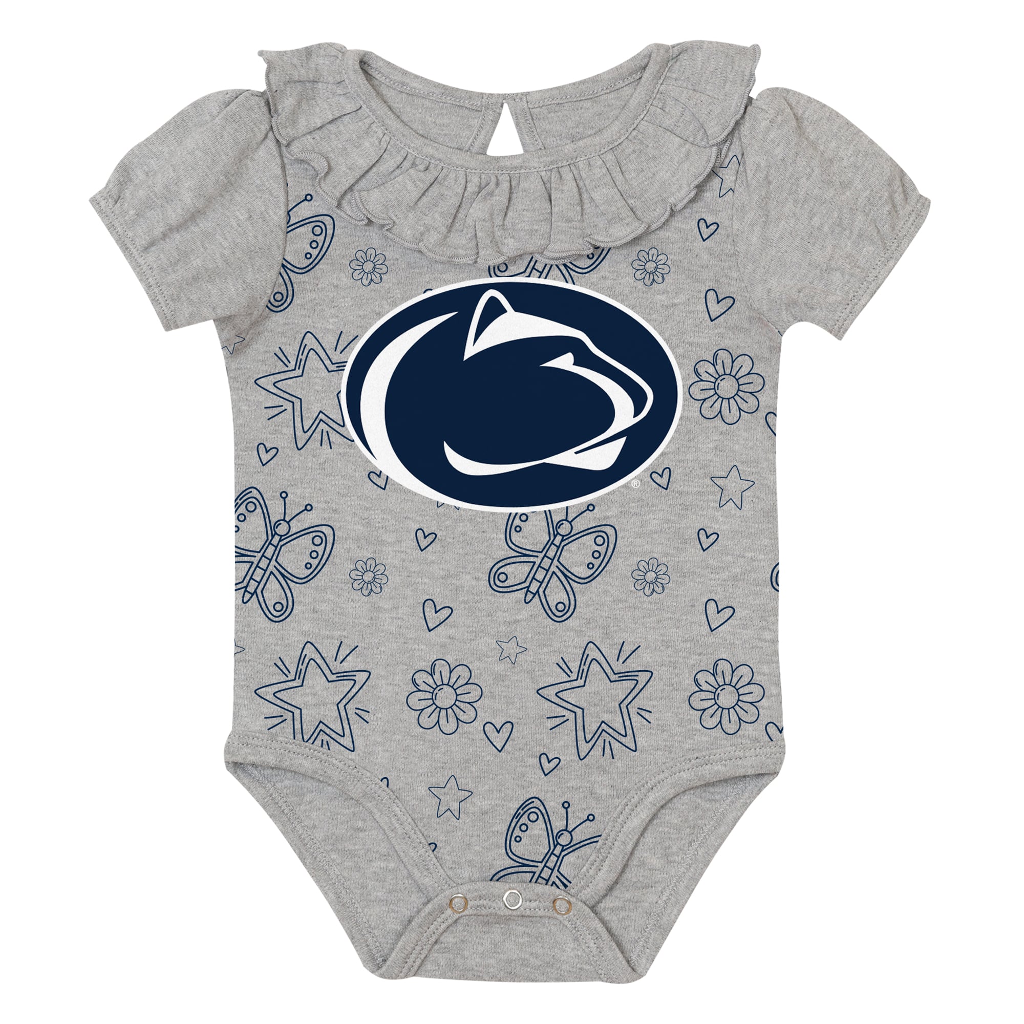 Infant Outerstuff Navy/Gray Penn State Nittany Lions Two-Pack Playtime Ruffle Bodysuit Set