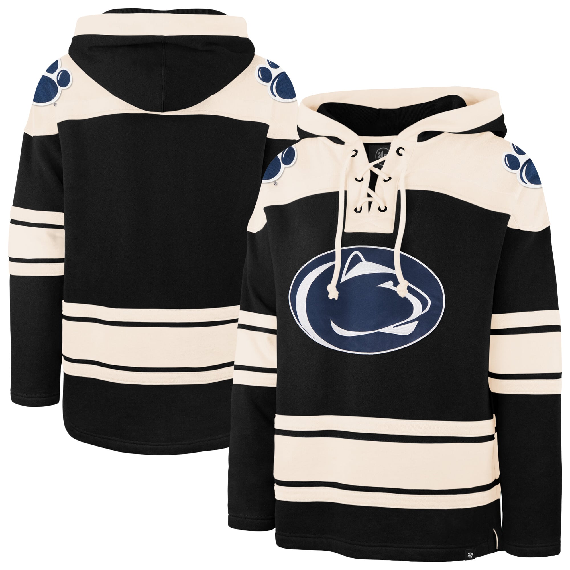 Men's '47 Black Penn State Nittany Lions Superior Lacer Hoodie