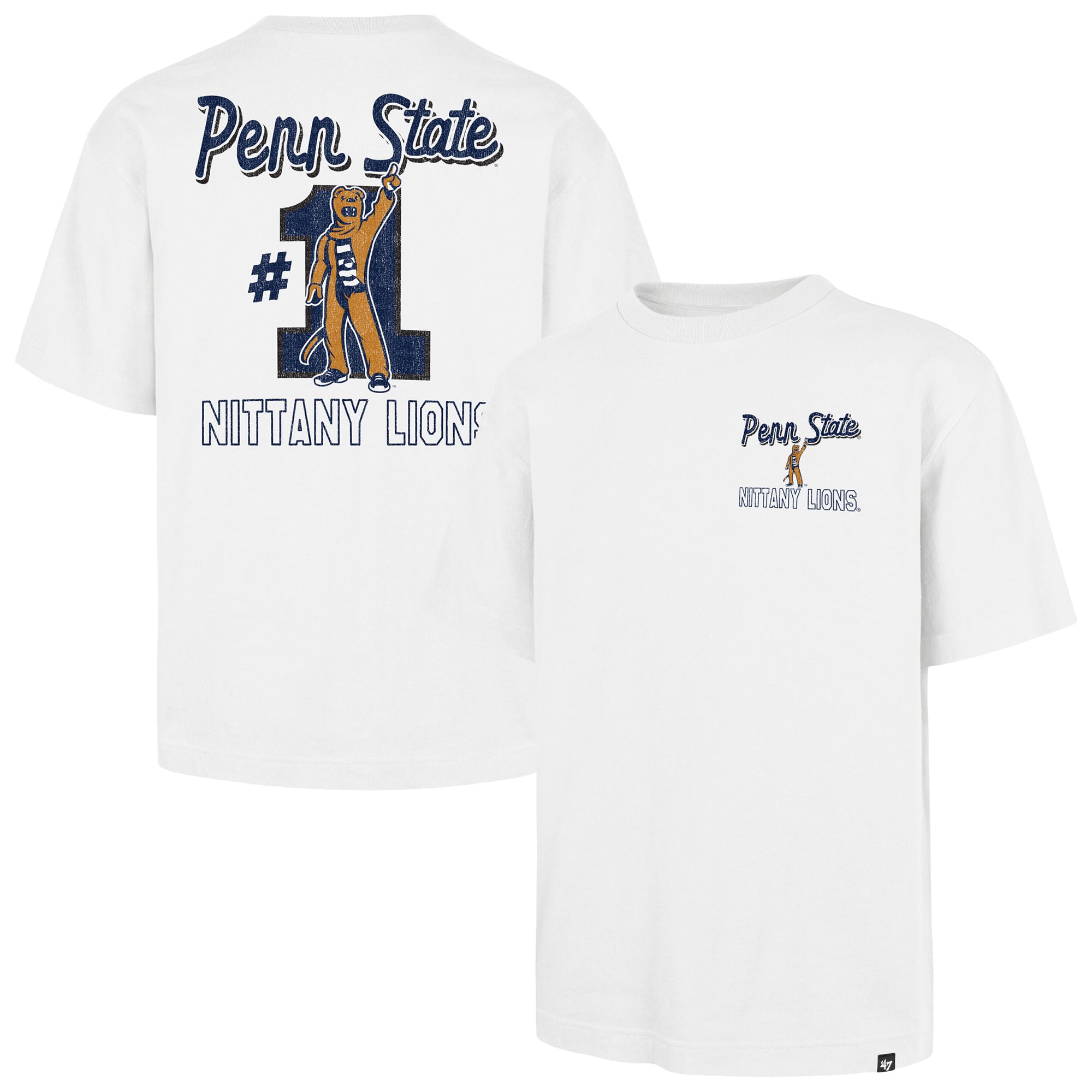 Men's '47 White Penn State Nittany Lions #1 Mascot Foundation T-Shirt