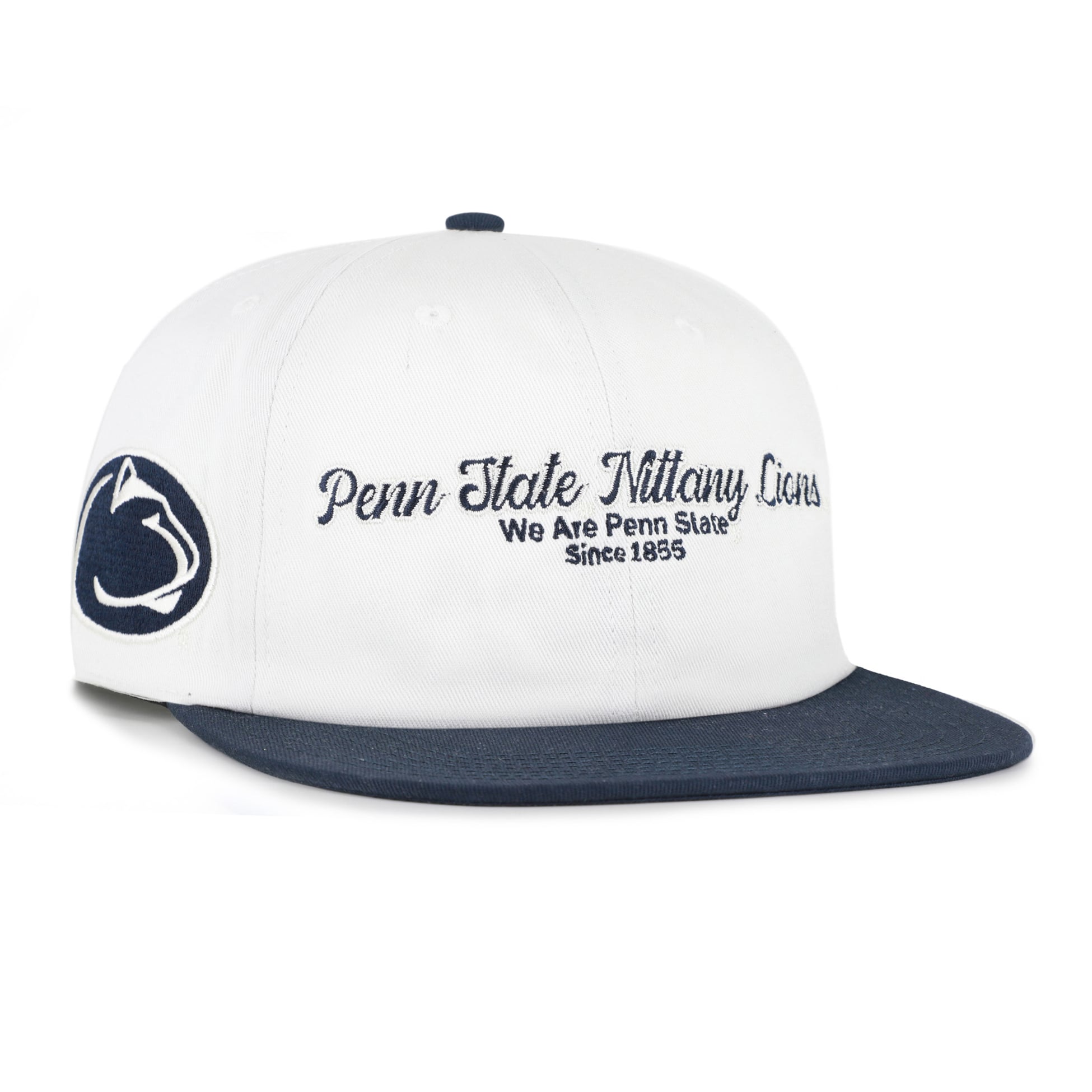 Casquette homme Penn State Nittany Lions Script Stack décontractée, blanche et marine, modèle 47, ajustable.