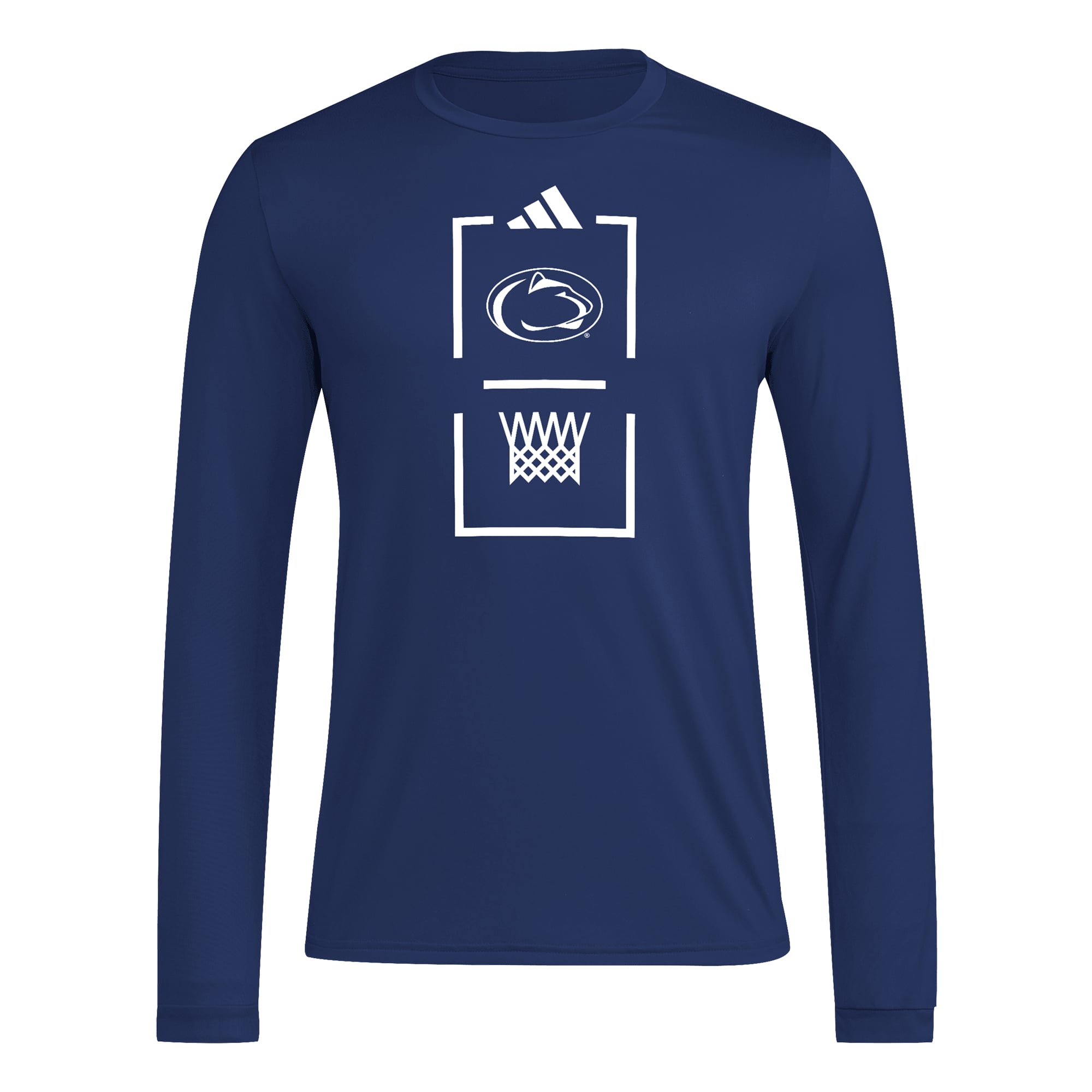 Men's adidas Navy Penn State Nittany Lions On-Court Pregame Long Sleeve T-Shirt