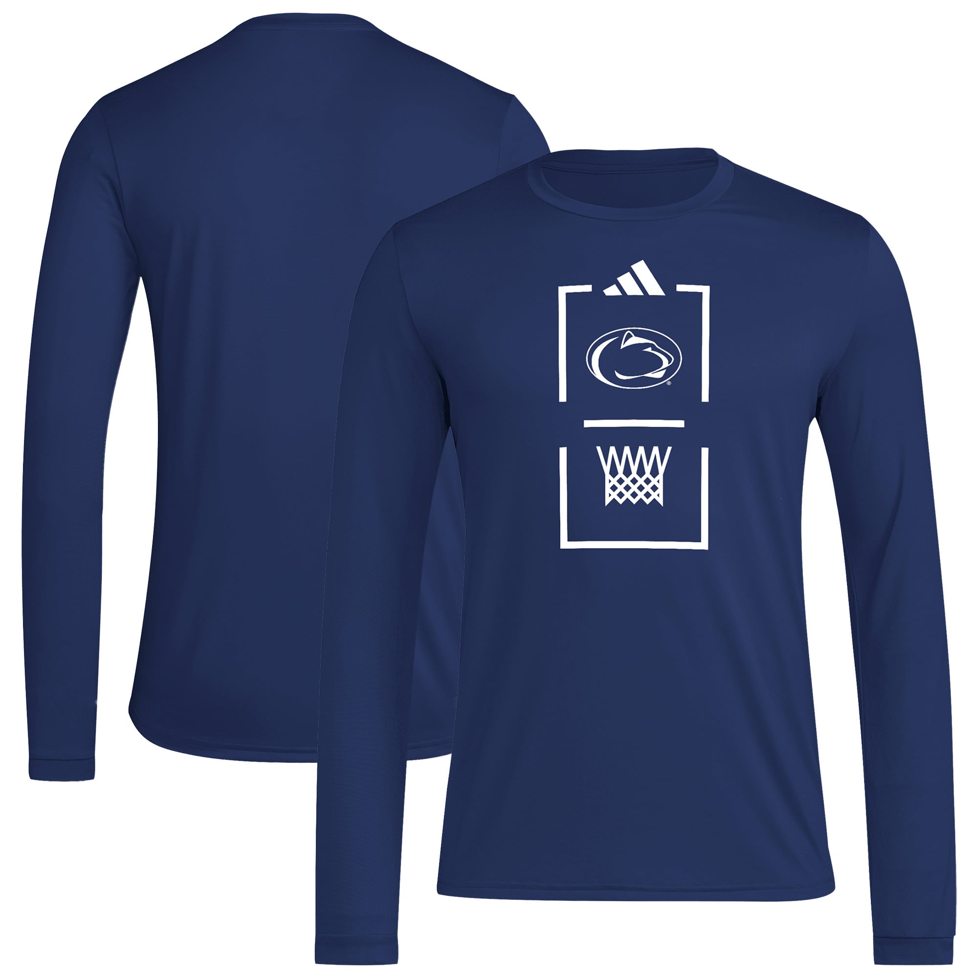 Men's adidas Navy Penn State Nittany Lions On-Court Pregame Long Sleeve T-Shirt