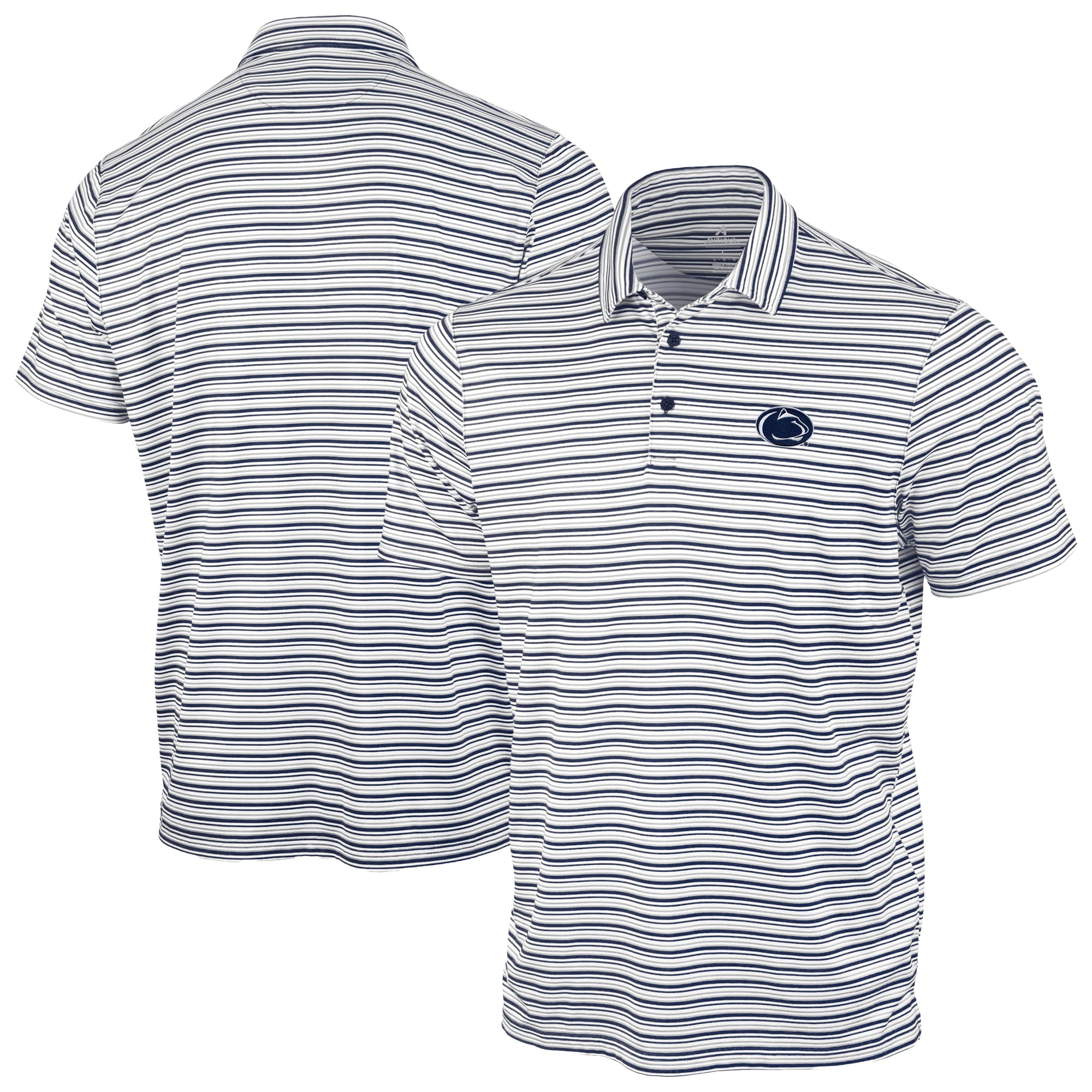 Men's Antigua Navy Penn State Nittany Lions Space Stripe Polo
