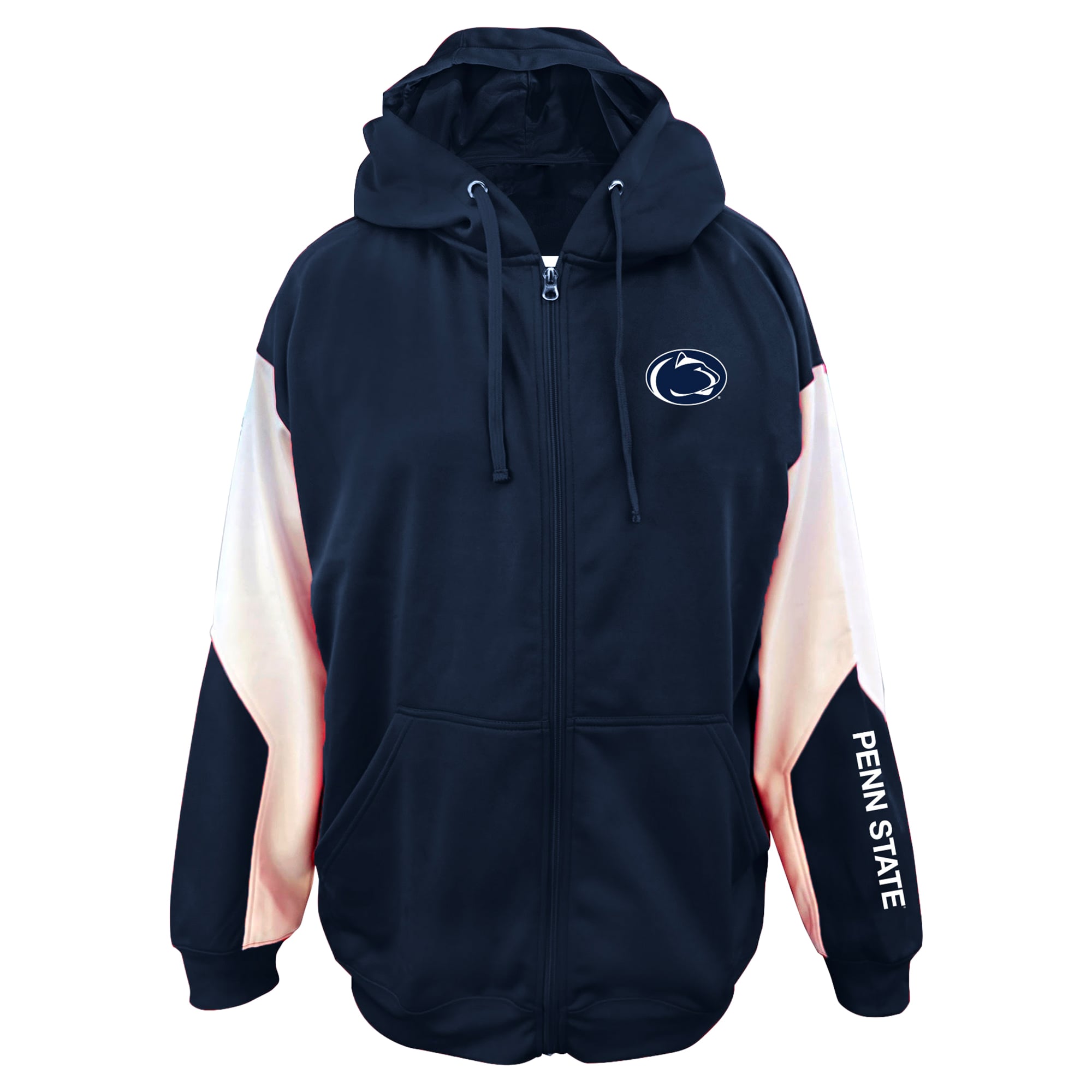 Men's Big & Tall Profile Navy Penn State Nittany Lions Sleeve Block Full-Zip Hoodie