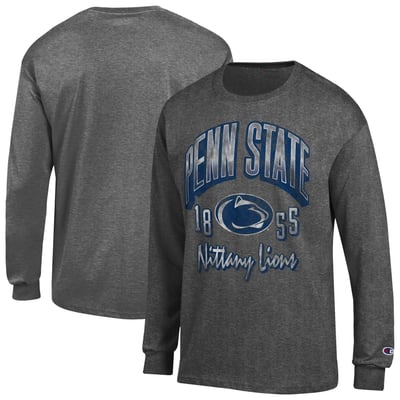  Penn State Nittany Lions Champion Bold Long-Sleeve T-Shirt - Heather Charcoal