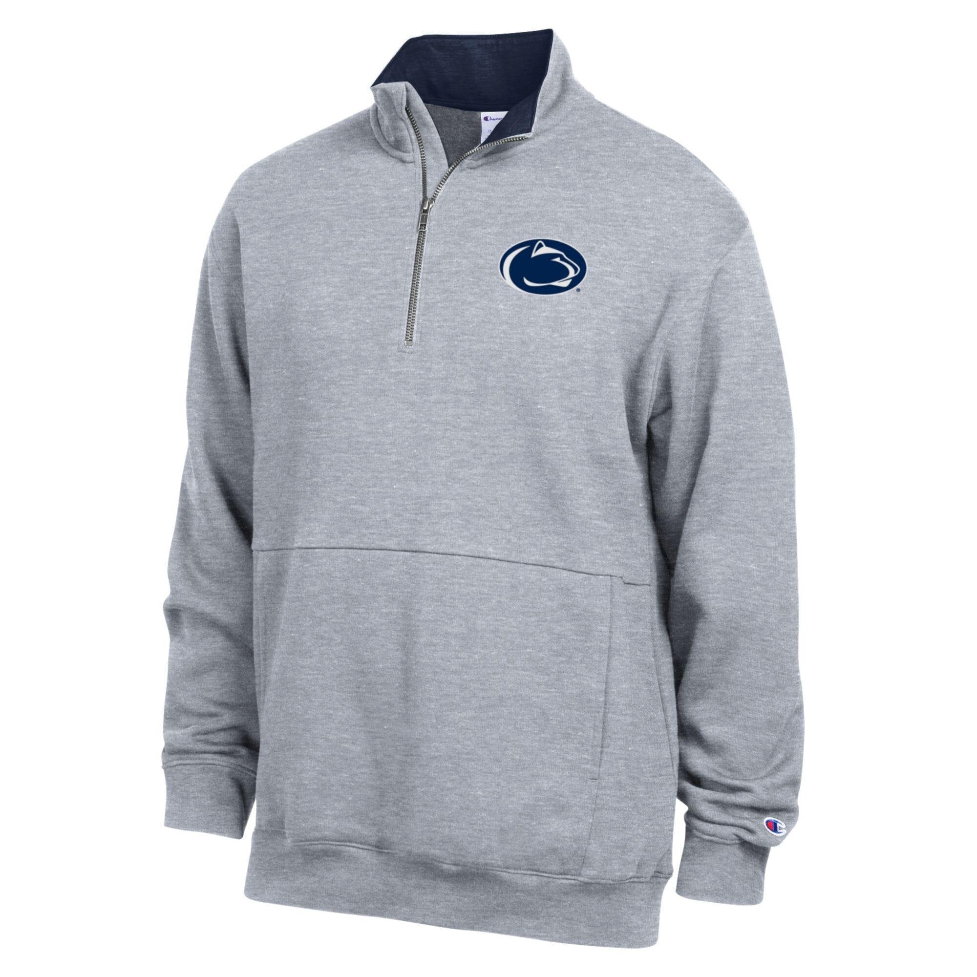 Men's Champion Heather Gray Penn State Nittany Lions Fleece Quarter-Zip Pullover