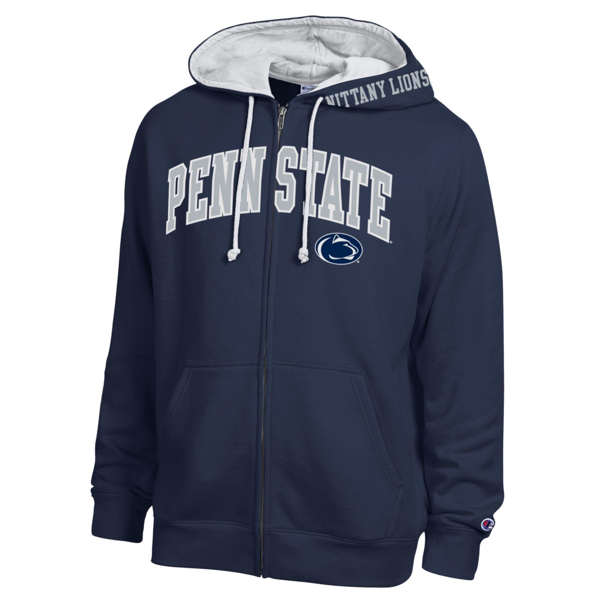 Men's Champion Navy Penn State Nittany Lions Arch Logo Full-Zip Fleece Hoodie