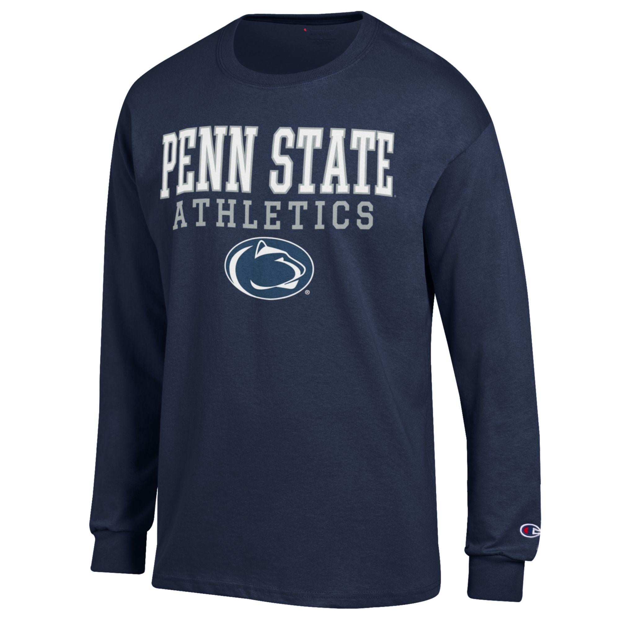 Men's Champion Navy Penn State Nittany Lions Athletics Logo Stack Long Sleeve T-Shirt