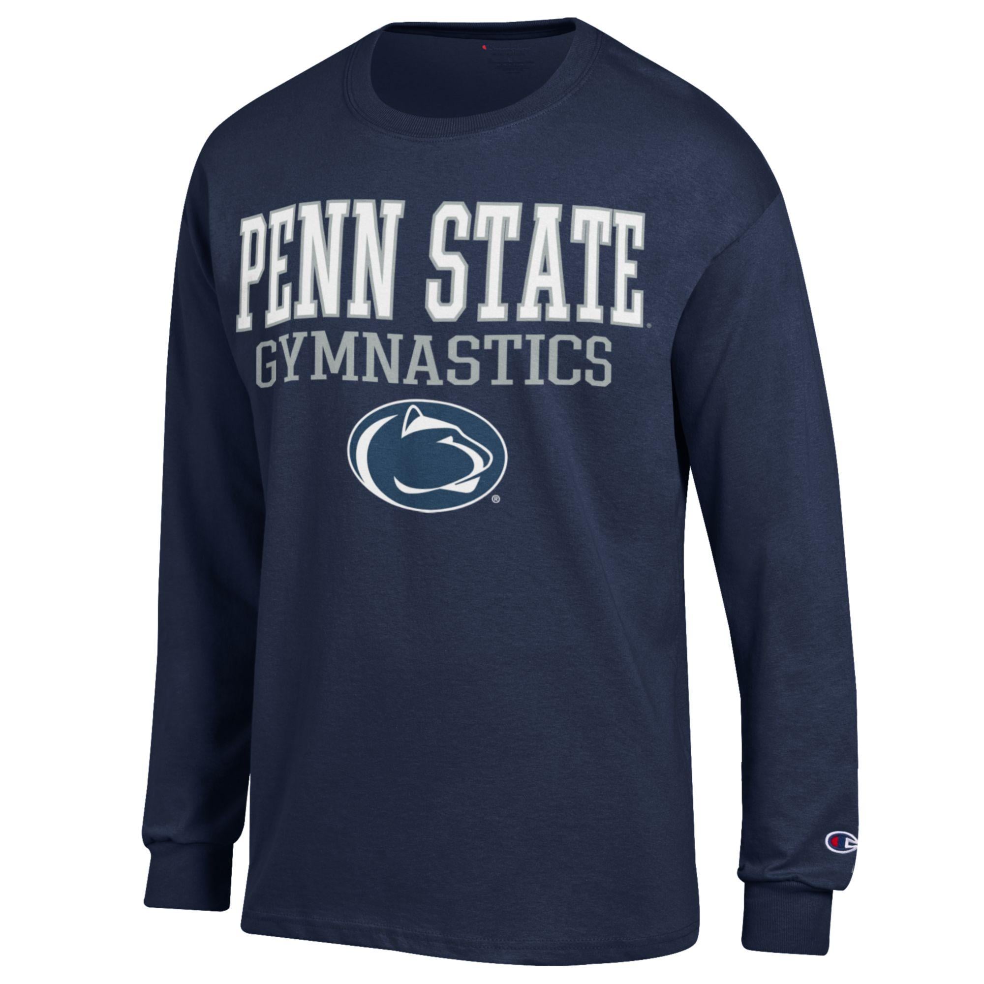 Men's Champion Navy Penn State Nittany Lions Gymnastics Stack Long Sleeve T-Shirt
