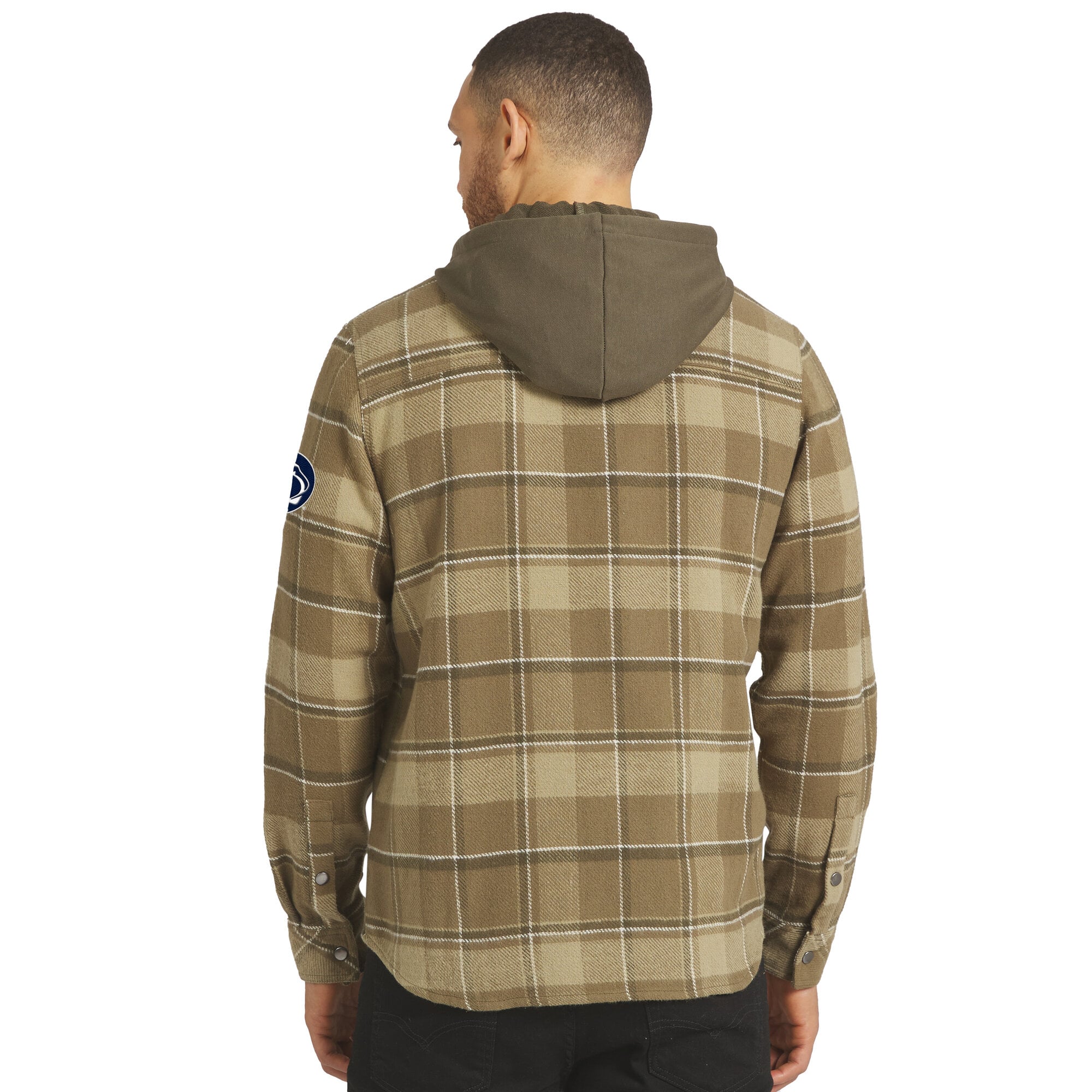 Men's Darius Rucker Collection by Fanatics Brown/Olive Penn State Nittany Lions Woven Hooded Full-Snap Shacket