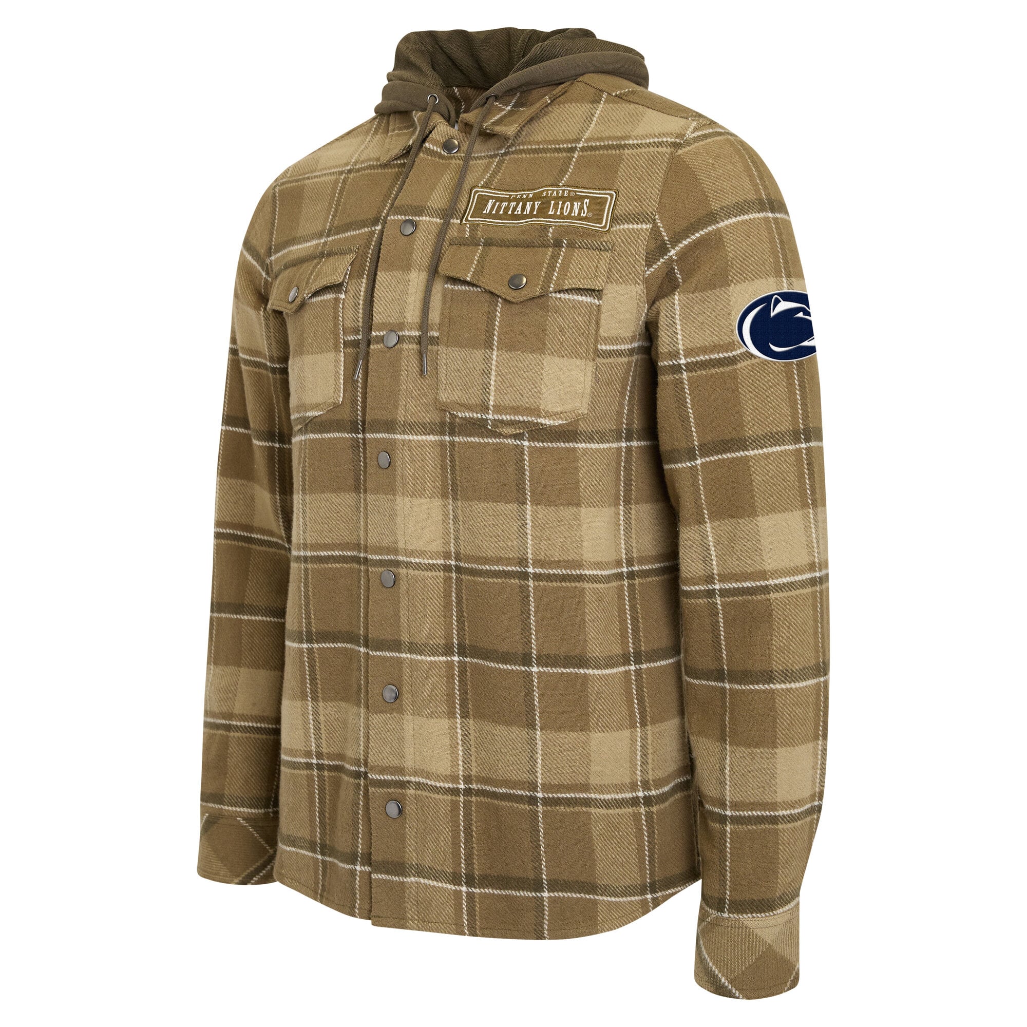 Men's Darius Rucker Collection by Fanatics Brown/Olive Penn State Nittany Lions Woven Hooded Full-Snap Shacket