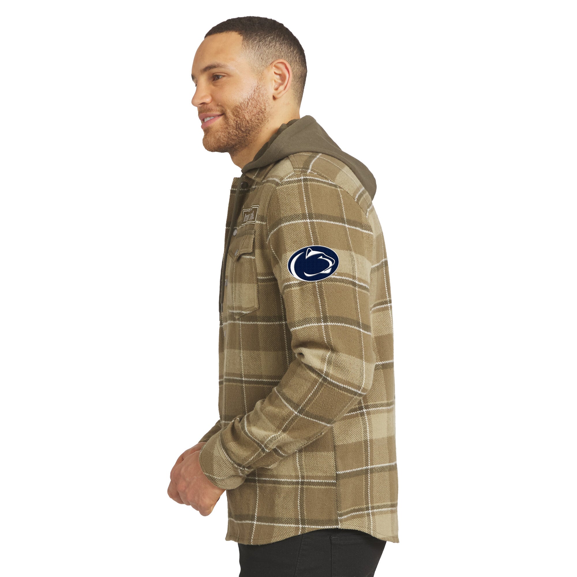 Men's Darius Rucker Collection by Fanatics Brown/Olive Penn State Nittany Lions Woven Hooded Full-Snap Shacket