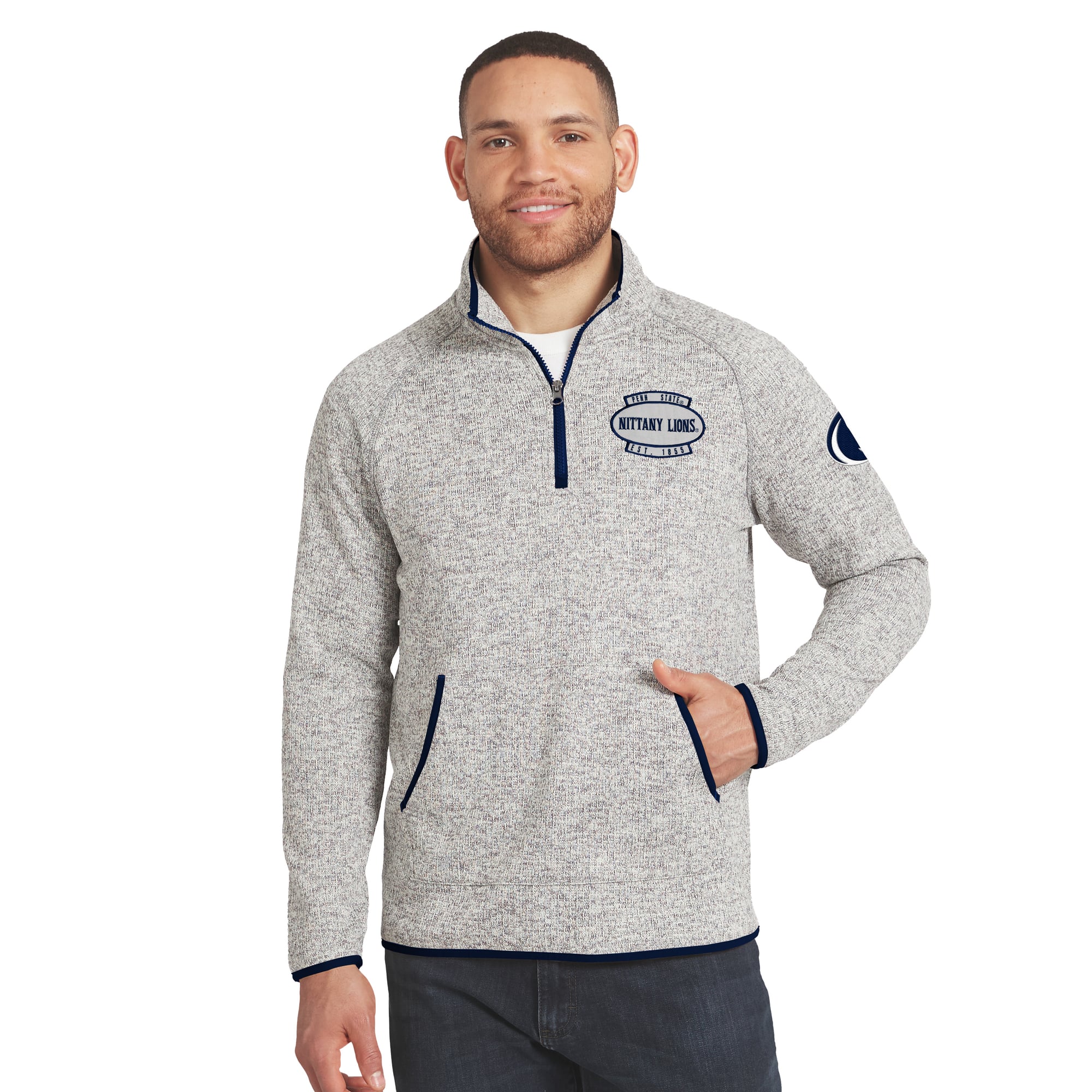 Pull en maille à col zippé gris Penn State Nittany Lions de la collection Darius Rucker pour homme par Fanatics