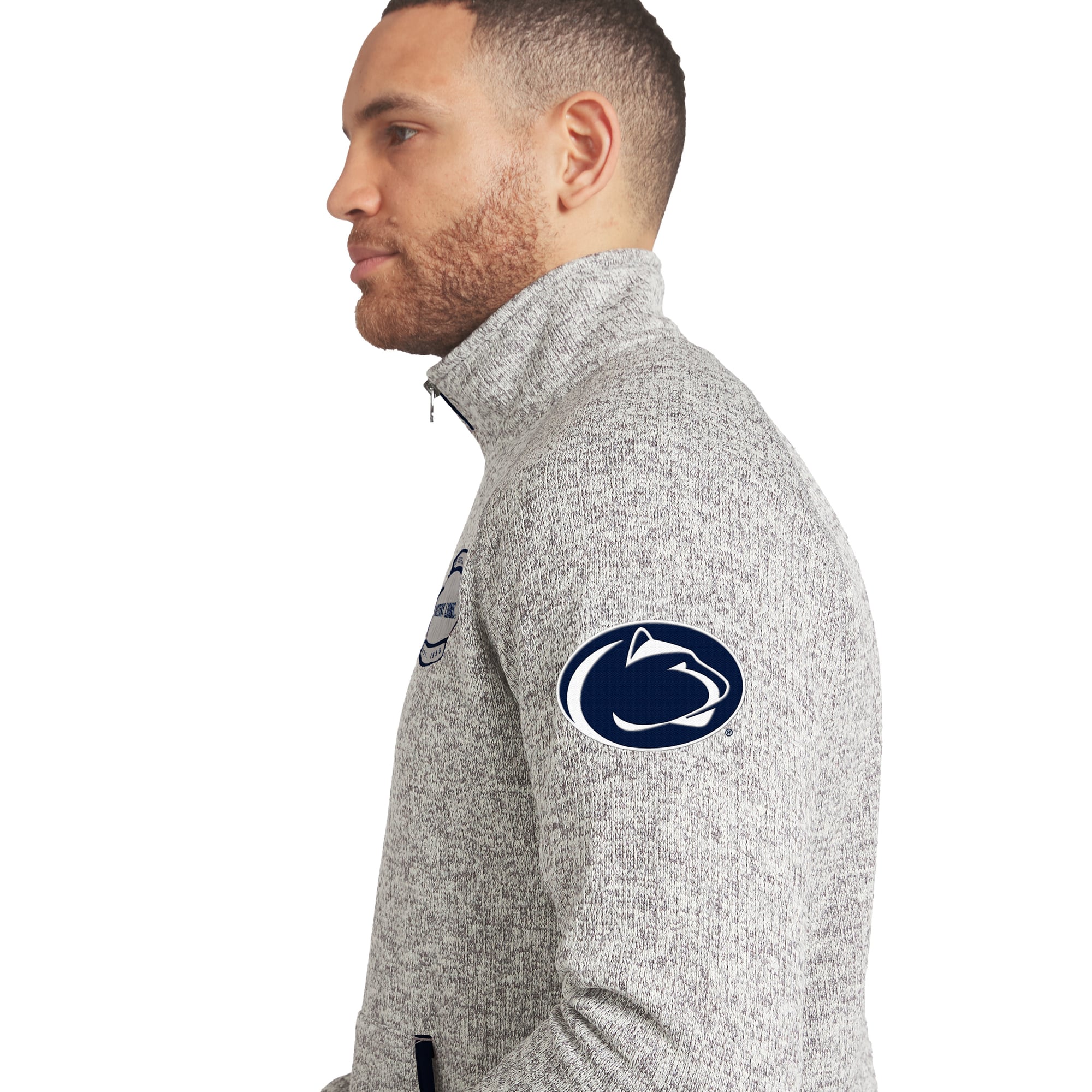 Pull en maille à col zippé gris Penn State Nittany Lions de la collection Darius Rucker pour homme par Fanatics