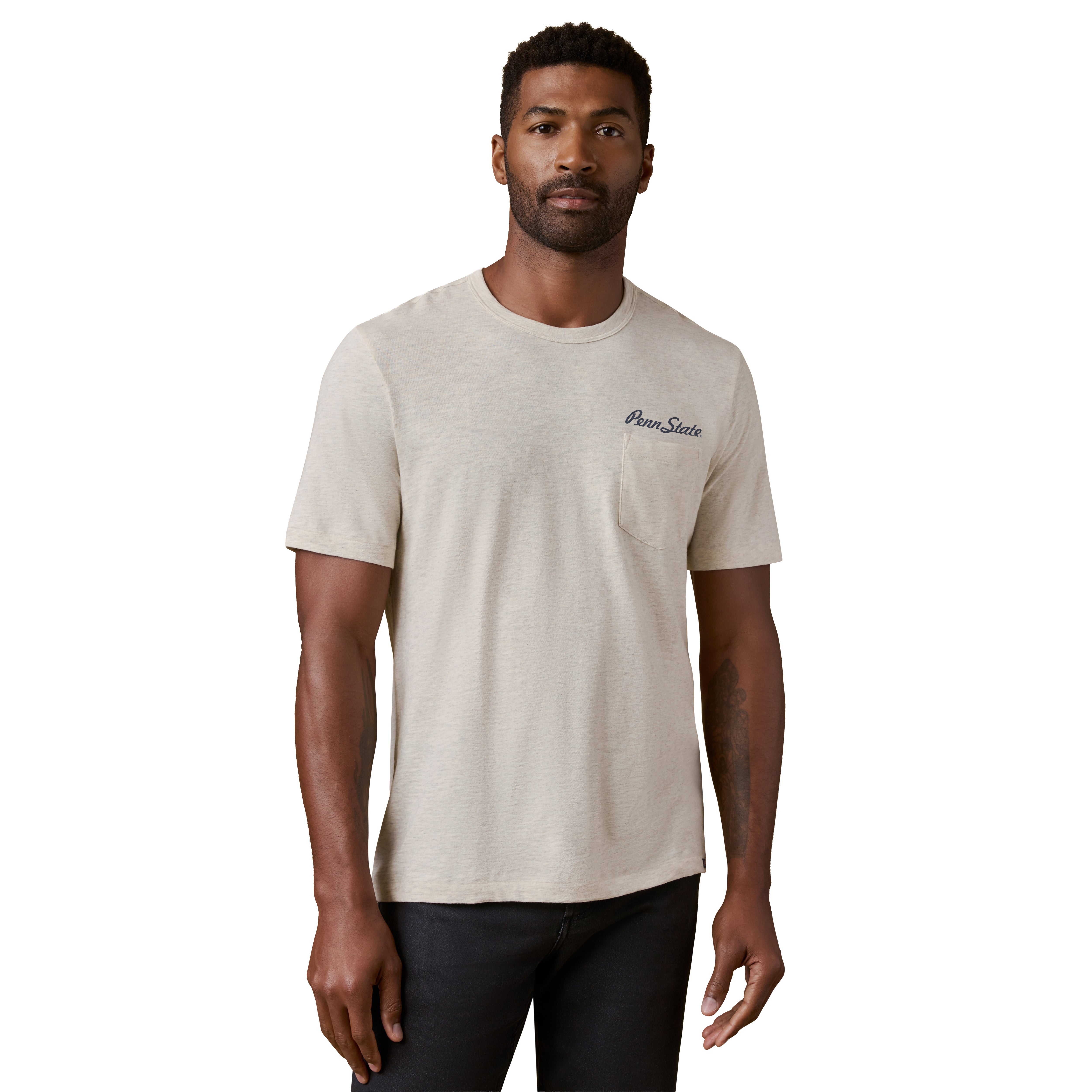 T-shirt à poche FAHERTY beige Penn State Nittany Lions pour homme, délavé au soleil